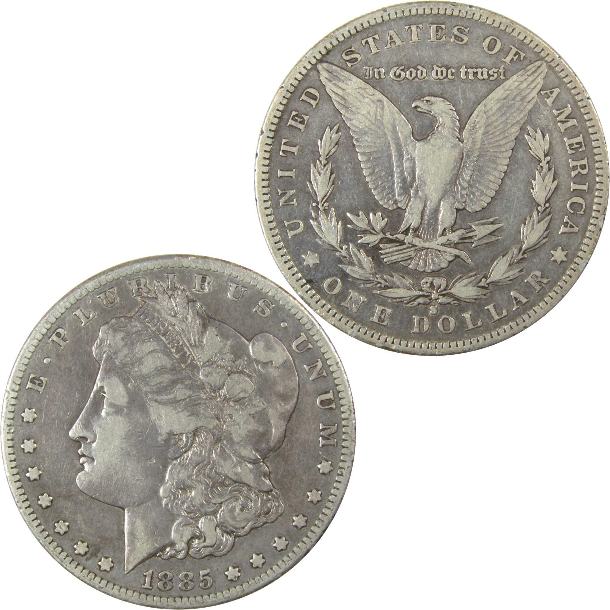 1885 S Morgan Silver Dollar VF Very Fine Details $1 Coin SKU:I24728 - Morgan coin - Morgan silver dollar - Morgan silver dollar for sale - Profile Coins &amp; Collectibles