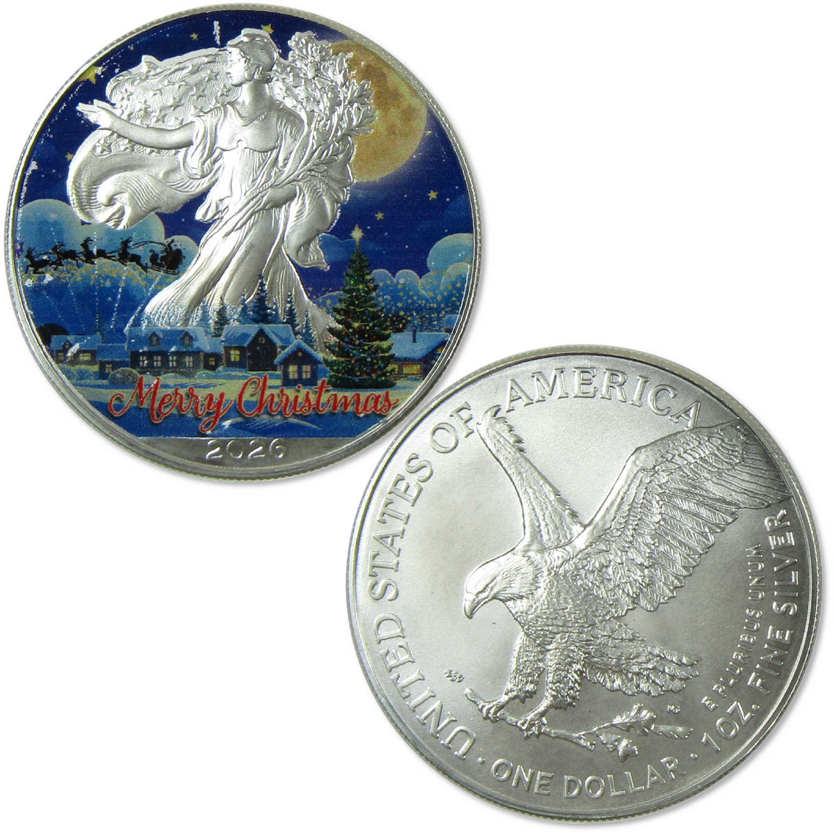 2026 Christmas Eve Colorized American Silver Eagle $1 Coin Collectible