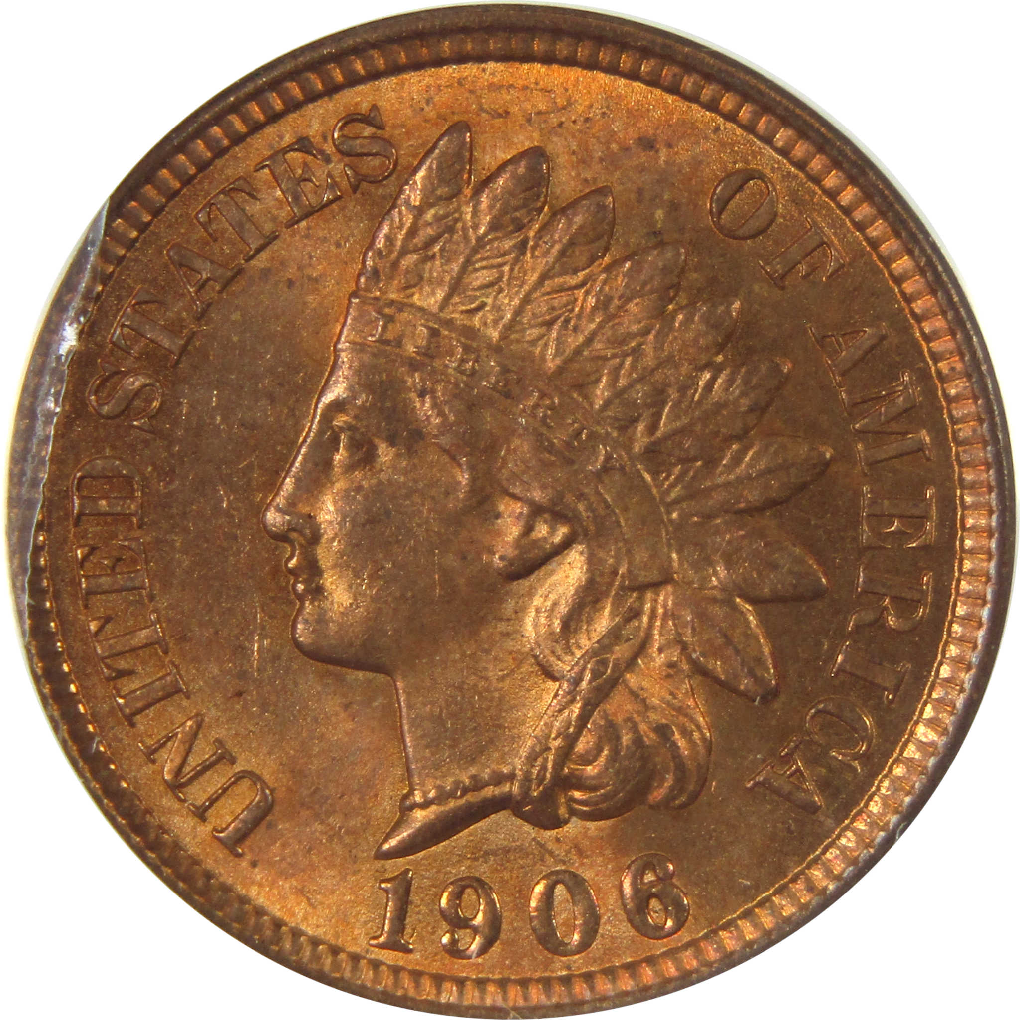 1906 Indian Head Cent MS 63 RB ANACS 1c Uncirculated SKU:I14946