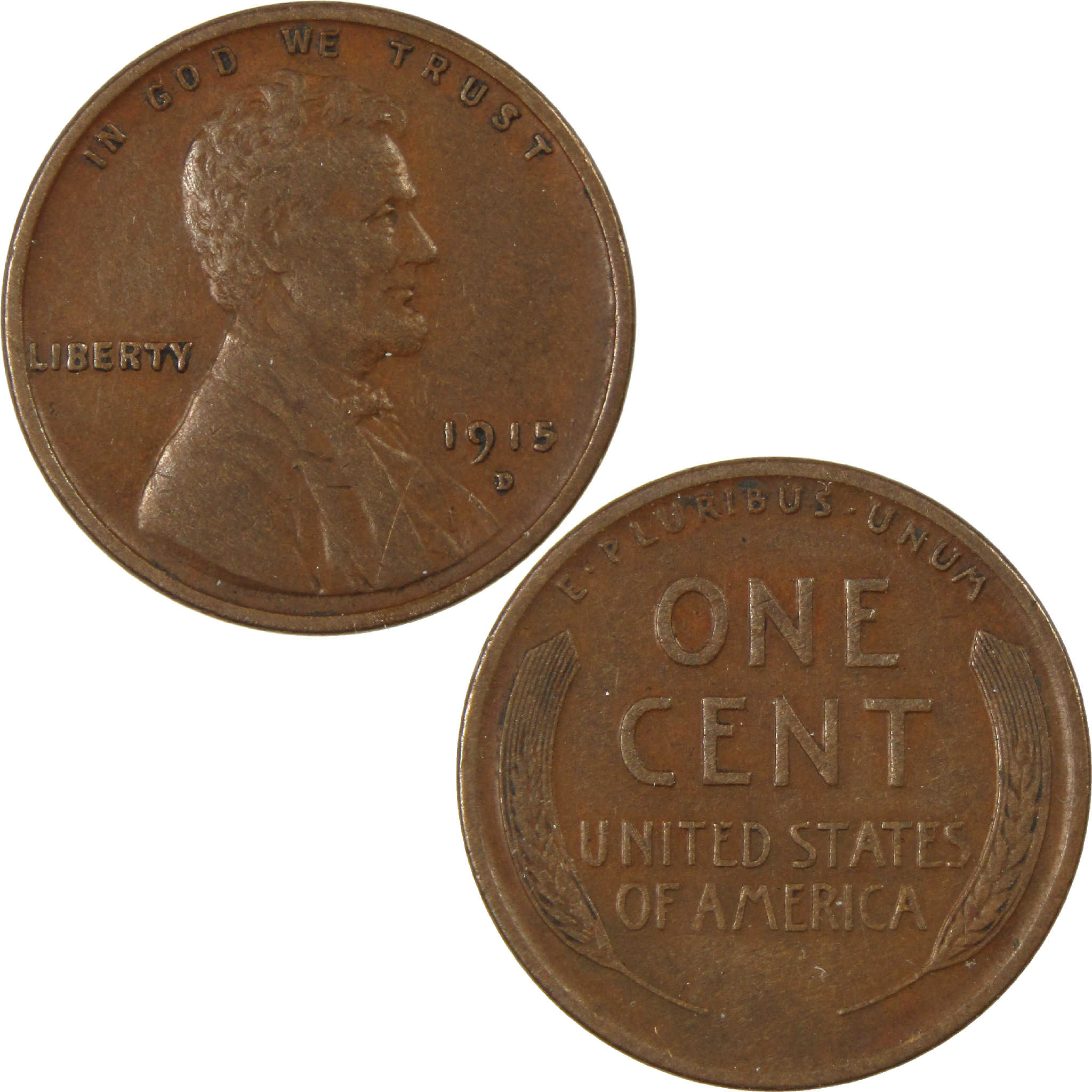 1915 D Lincoln Wheat Cent XF EF 1c Coin SKU:I11520