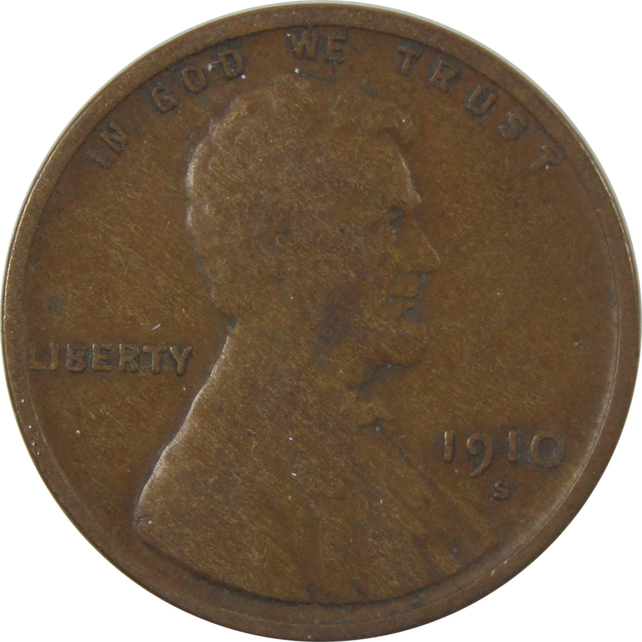 1910 S Lincoln Wheat Cent F Fine Penny 1c Coin SKU:I25254