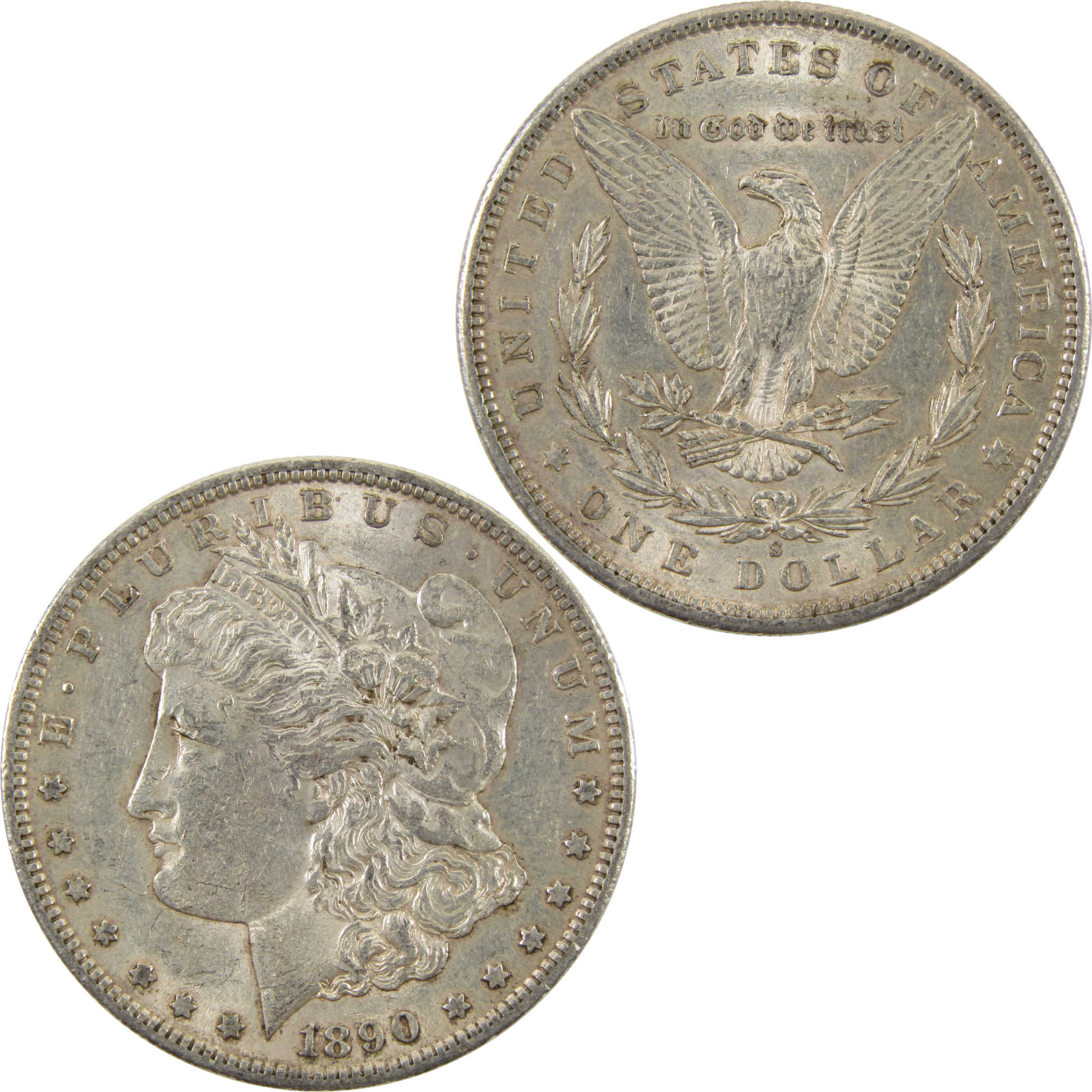 1890 S Morgan Dollar AU About Uncirculated 90% Silver $1 SKU:I10623 - Morgan coin - Morgan silver dollar - Morgan silver dollar for sale - Profile Coins &amp; Collectibles