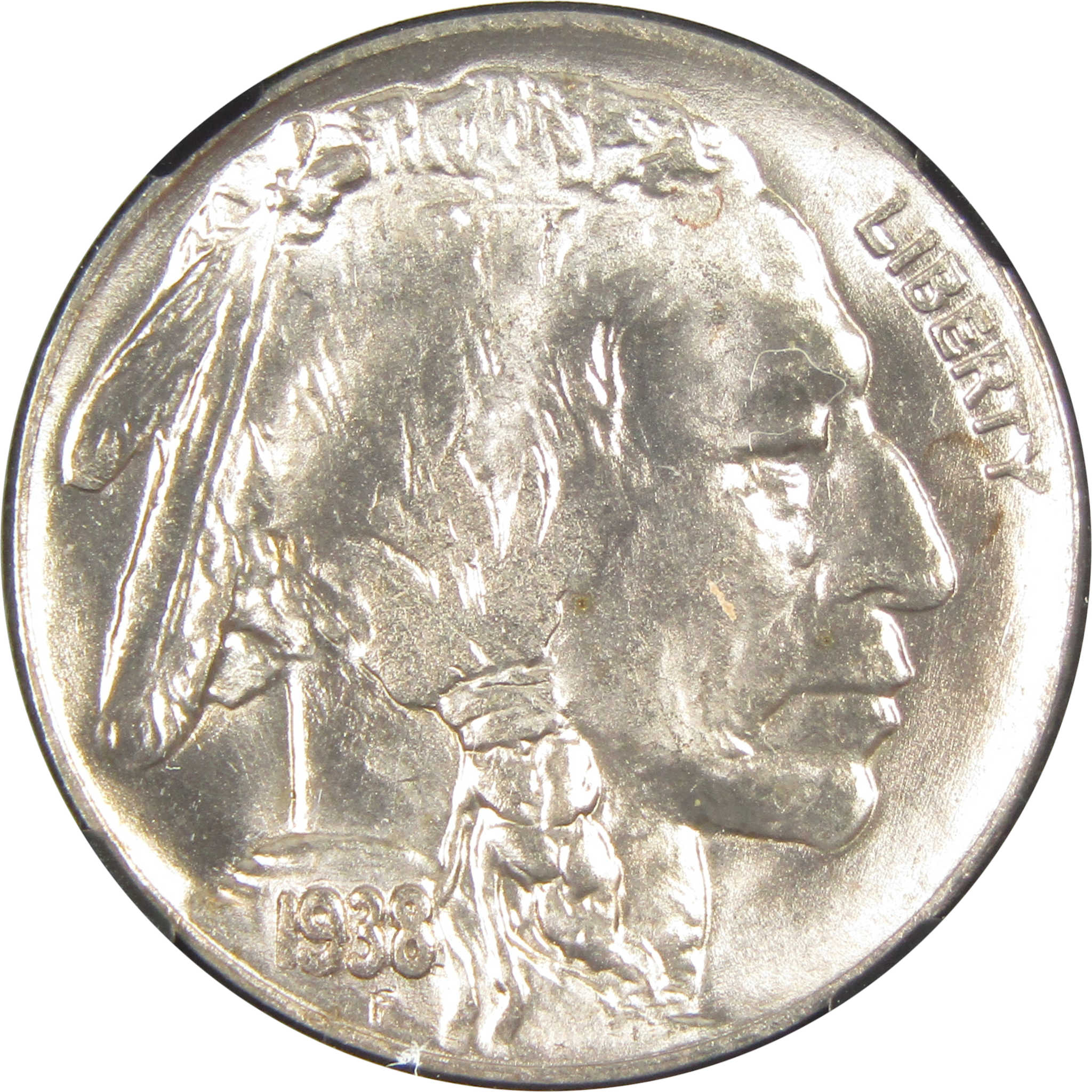 1938 D Buffalo Nickel MS 66 NGC 5c Original Bag Fragment SKU:I14601