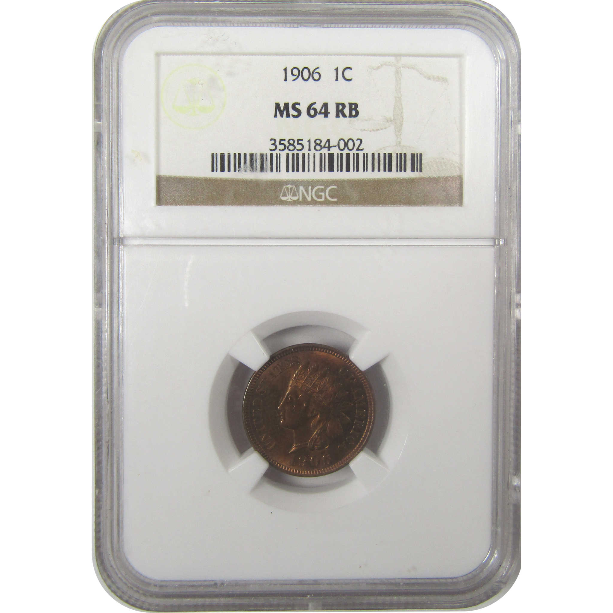 1906 Indian Head Cent MS 64 RB NGC Penny Uncirculated SKU:I23393
