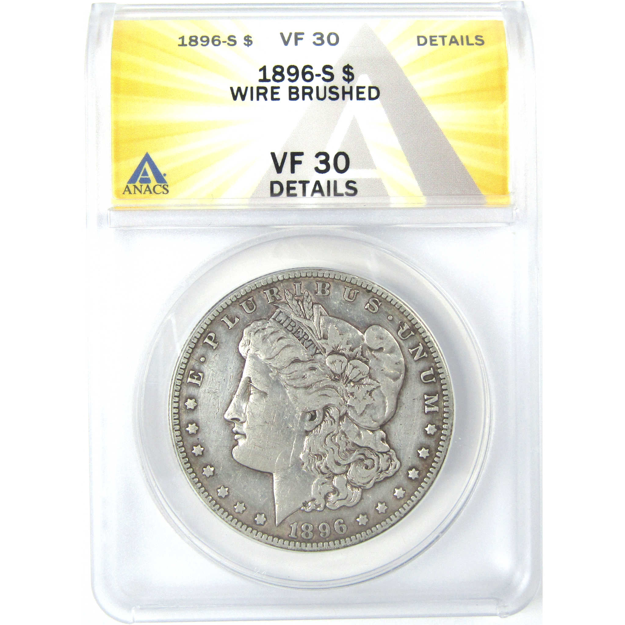 1896 S Morgan Dollar VF 30 Details ANACS Silver $1 Coin SKU:I16221 - Morgan coin - Morgan silver dollar - Morgan silver dollar for sale - Profile Coins &amp; Collectibles