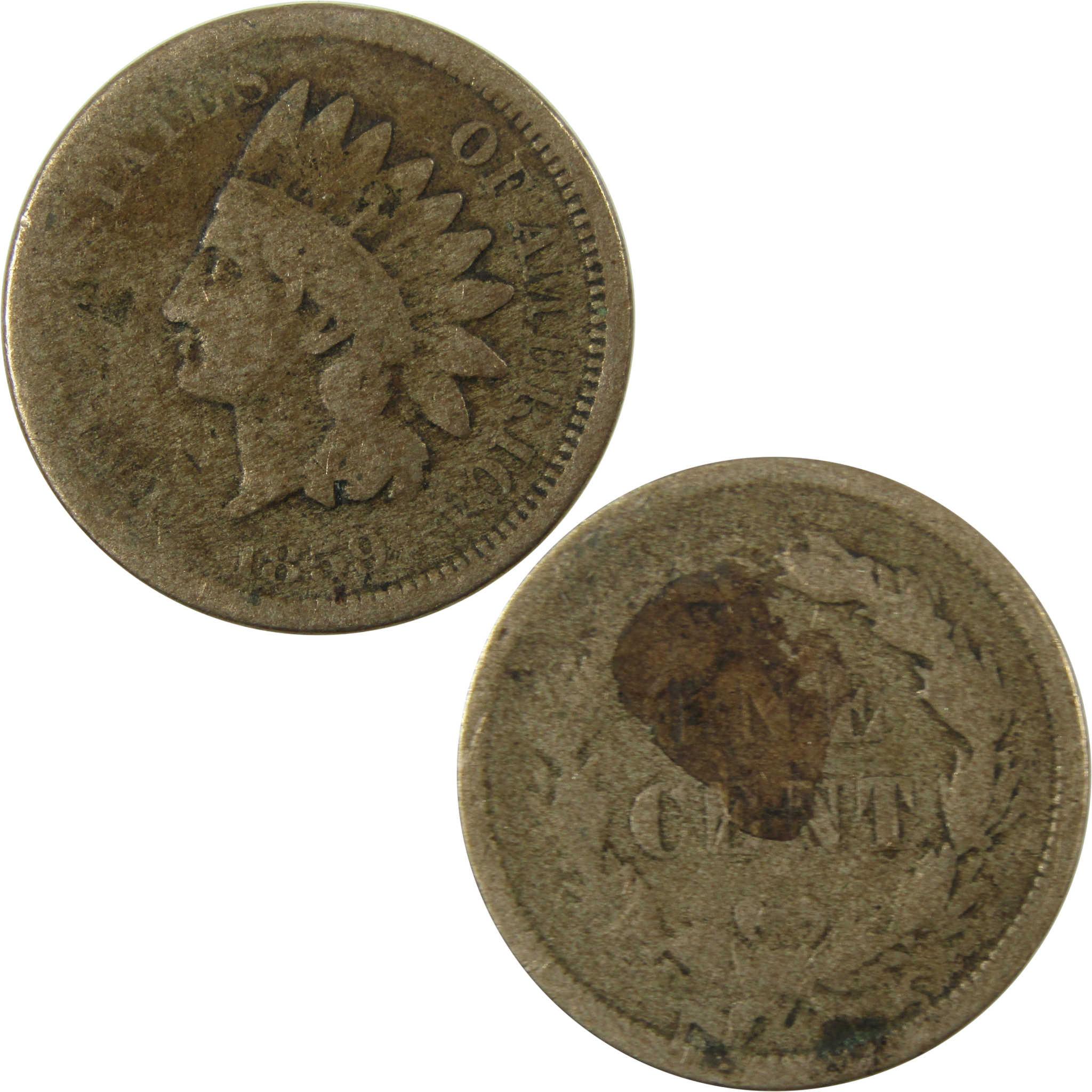 1859 Indian Head Cent AG About Good Penny 1c Coin SKU:CP1317