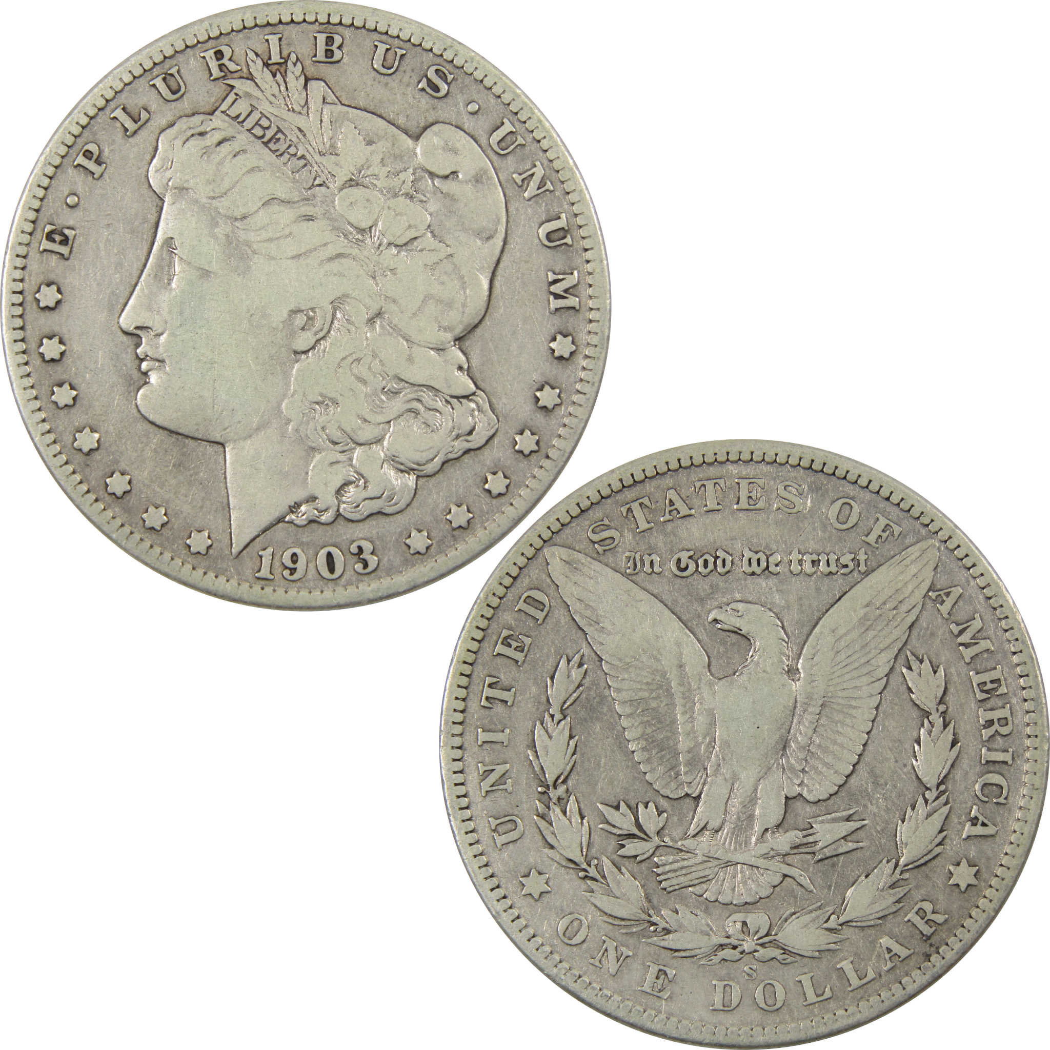 1903 S Morgan Dollar VG Very Good Details 90% Silver $1 Coin SKU:I9415 - Morgan coin - Morgan silver dollar - Morgan silver dollar for sale - Profile Coins &amp; Collectibles