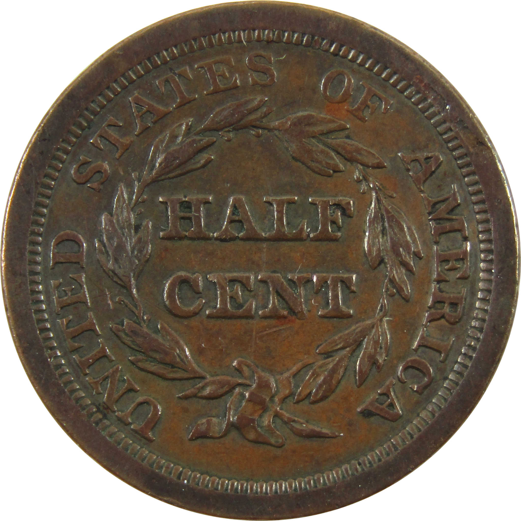 1851 Braided Hair Half Cent AU About Uncirculated Copper SKU:I10944