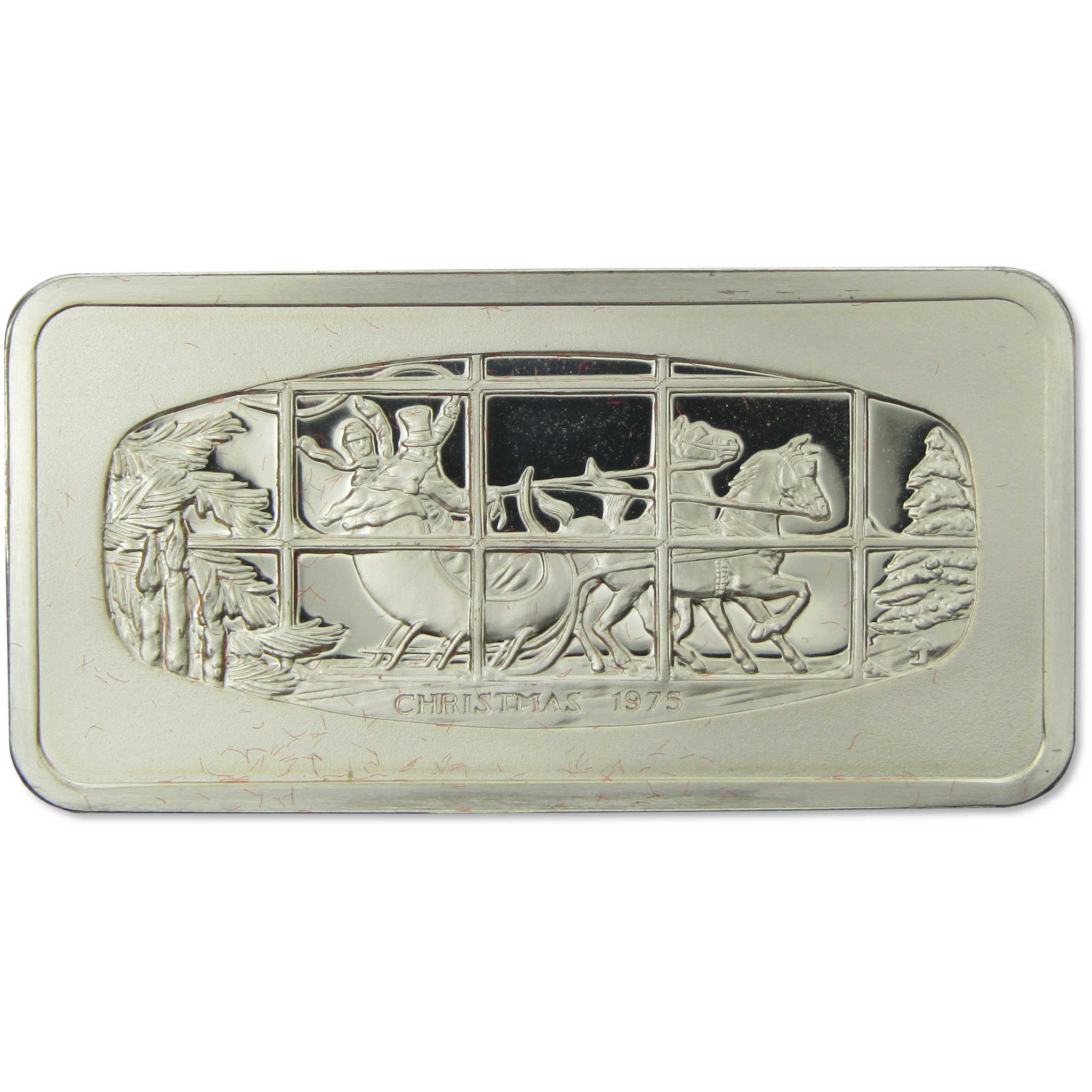 1975 Christmas Open Sleigh 500 grain Sterling Silver Bar SKU:CPC7887