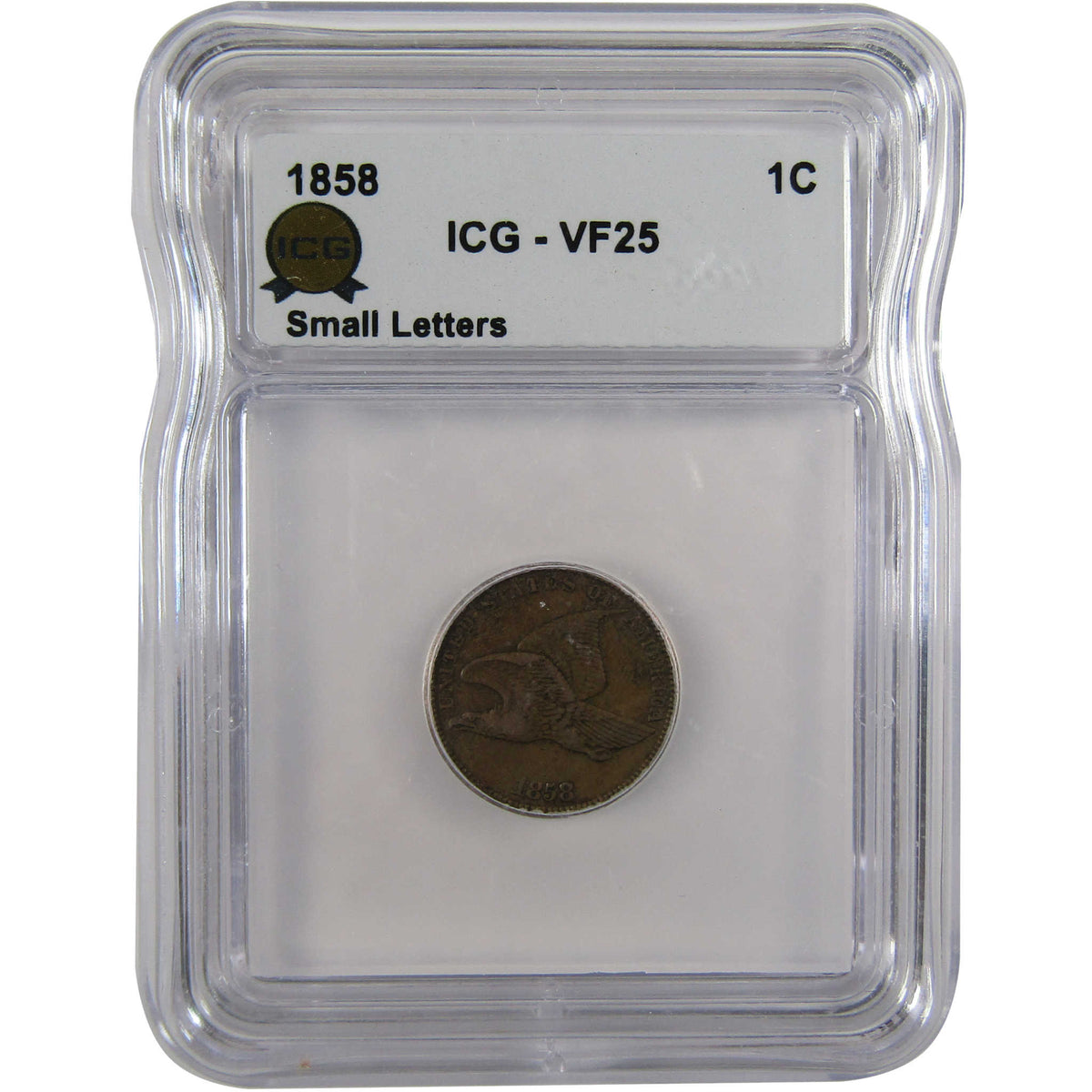 1858 Small Letters Flying Eagle Cent VF 25 ICG 1c Coin SKU:I29105