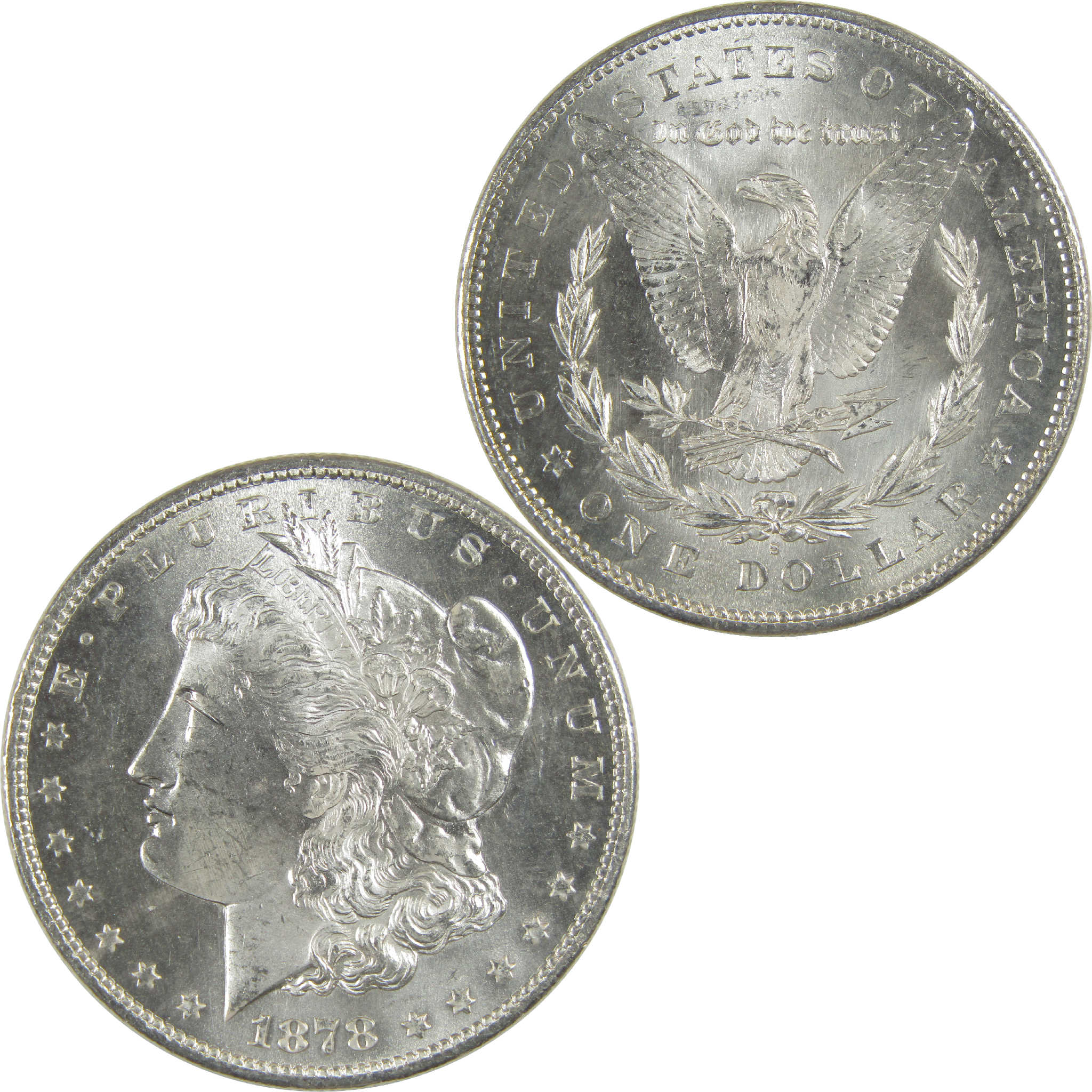 1878 S Morgan Dollar BU Gem Uncirculated Silver $1 Coin - Morgan coin - Morgan silver dollar - Morgan silver dollar for sale - Profile Coins &amp; Collectibles