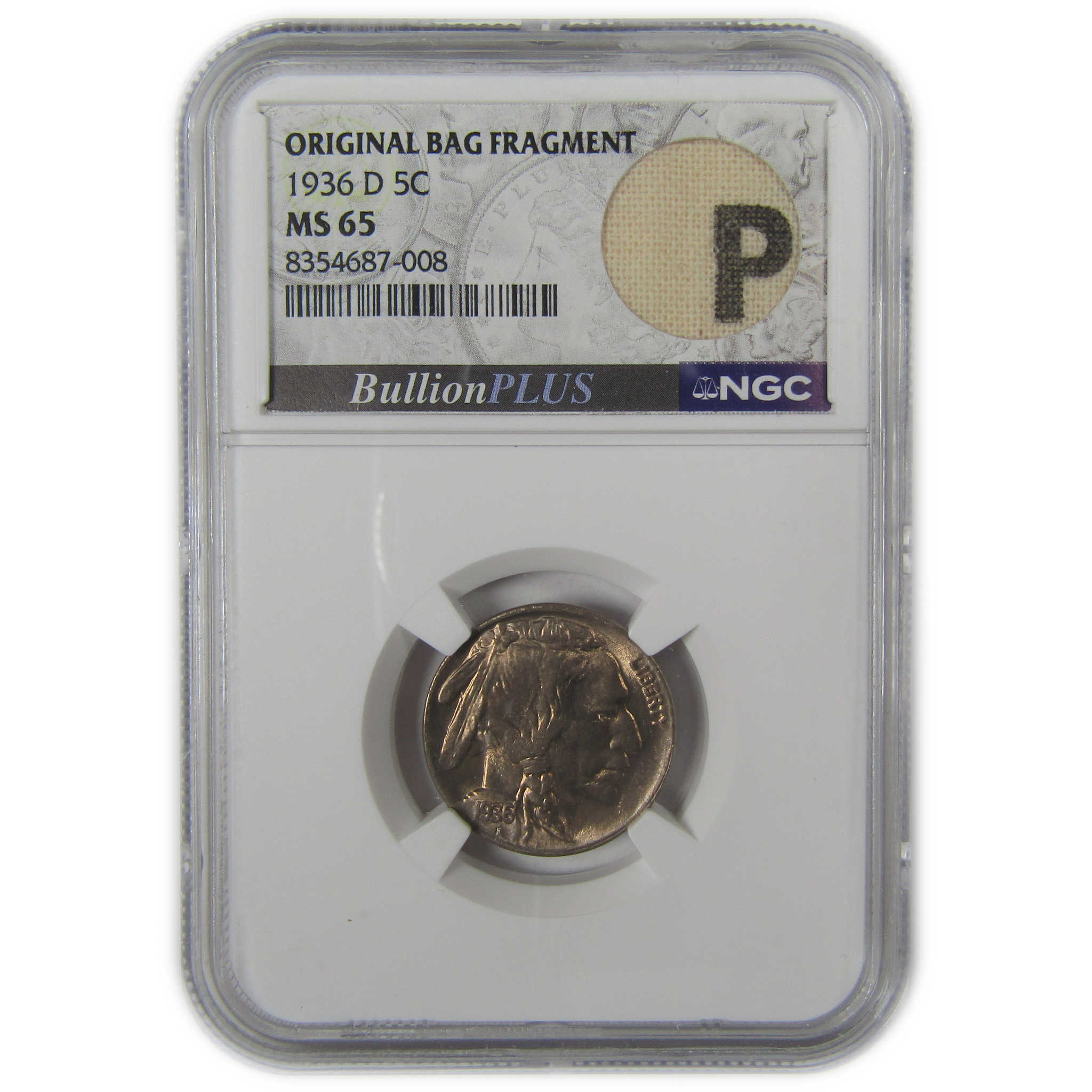 1936 D Indian Head Buffalo Nickel MS 65 NGC Bag Fragment SKU:I22653