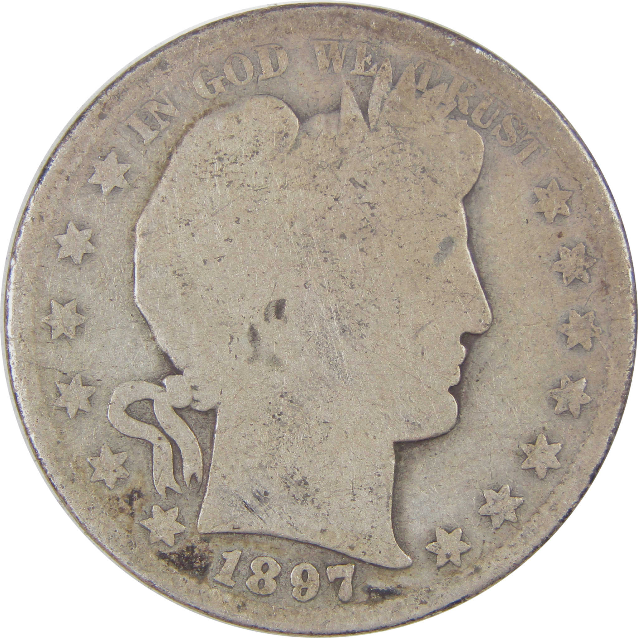 1897 S Barber Half Dollar AG About Good Silver 50c Coin SKU:I17136