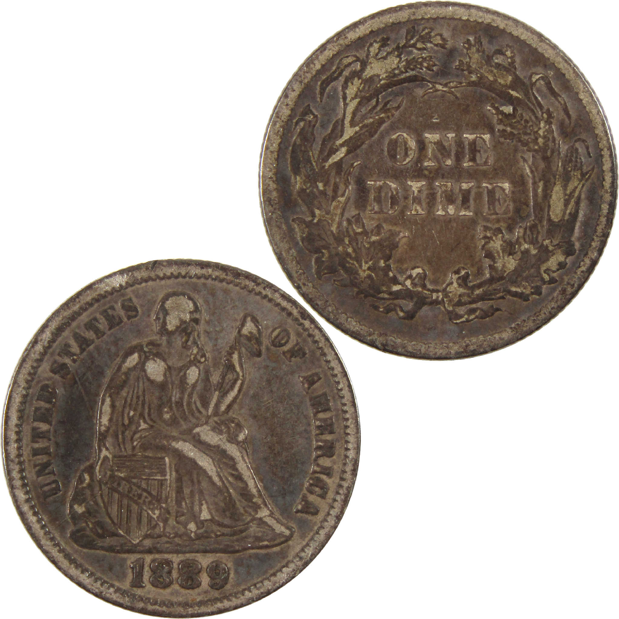 1889 Seated Liberty Dime XF EF Silver 10c Coin SKU:I11541