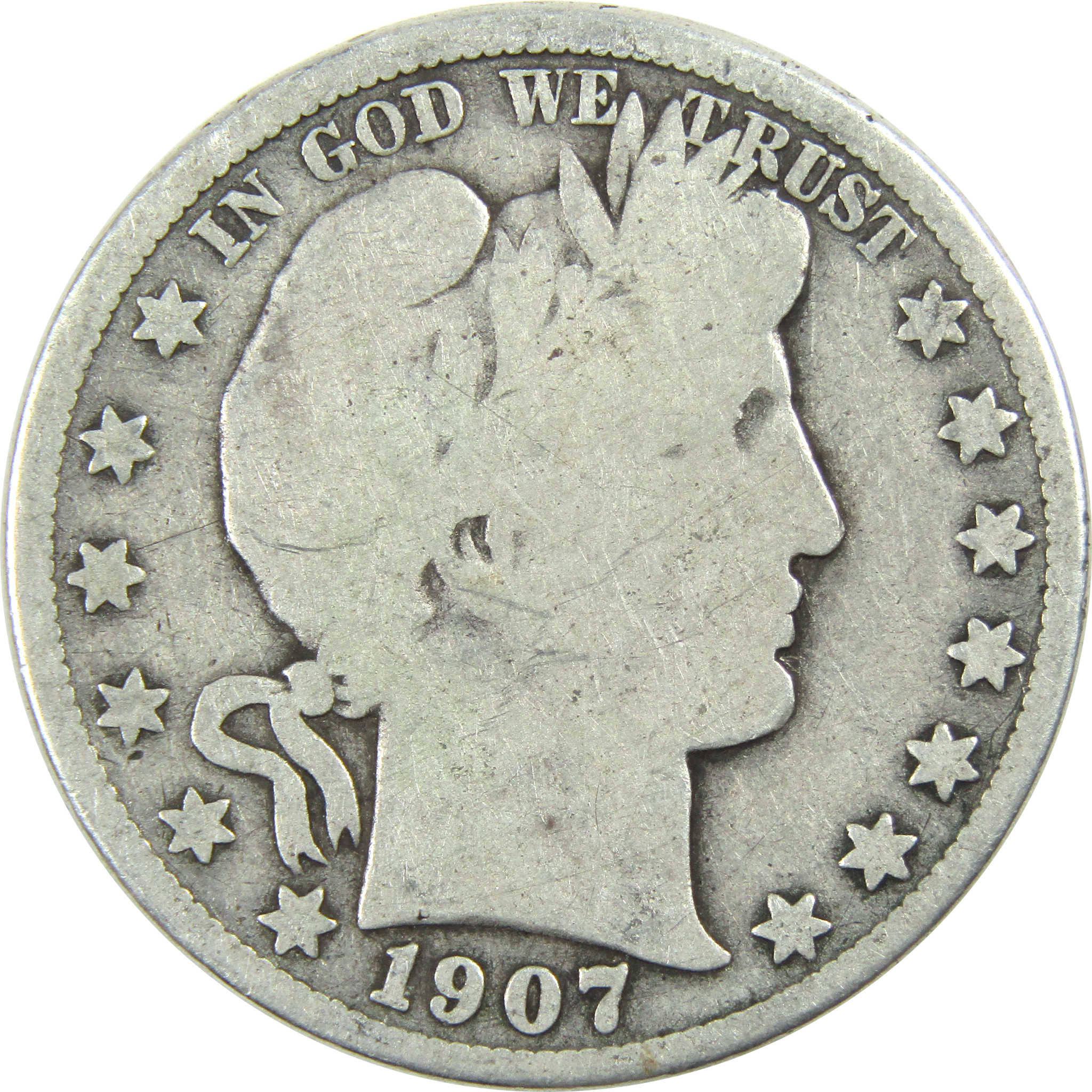 1907 O Barber Half Dollar G Good Silver 50c Coin SKU:I12805