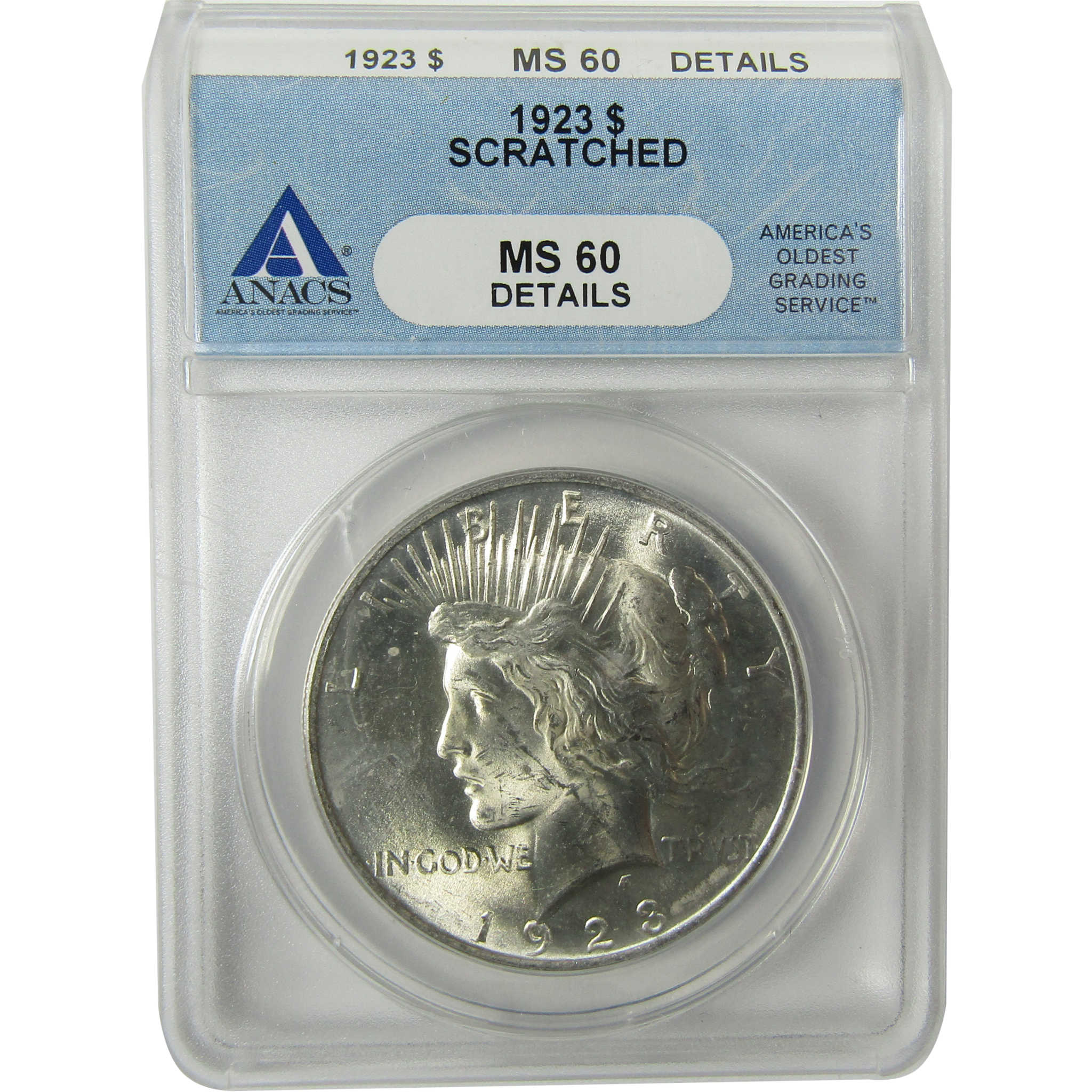1923 Peace Silver Dollar MS 60 Details ANACS Uncirculated SKU:I28309