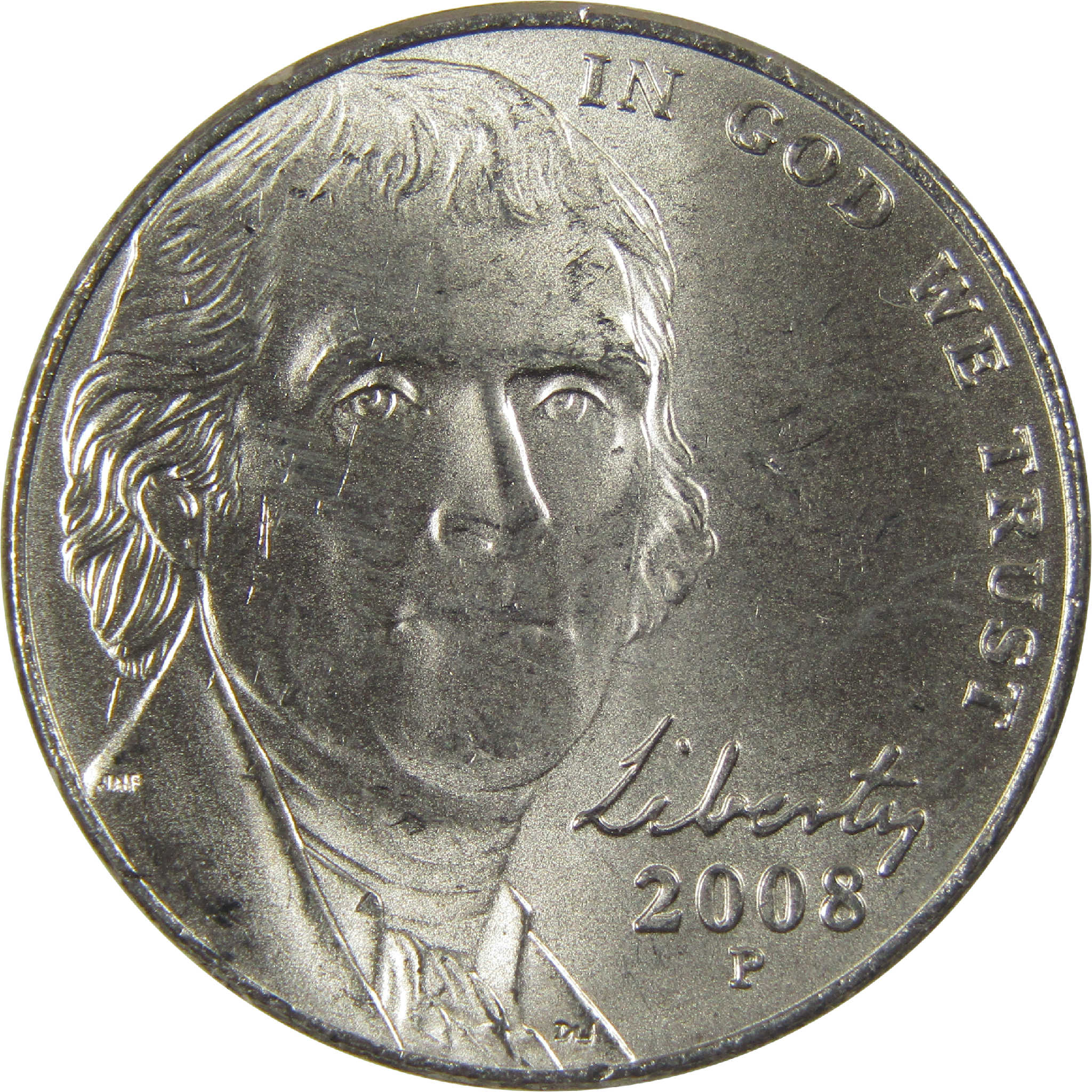 2008 P Jefferson Nickel Uncirculated Mint State 5c Coin Collectible