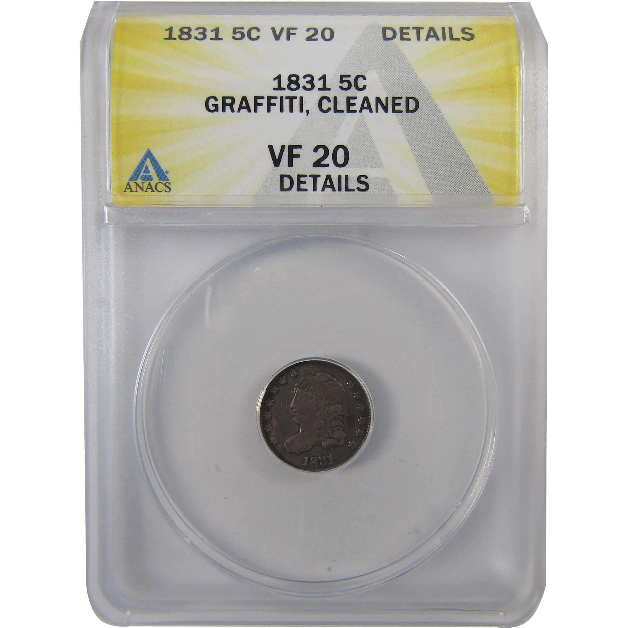 1831 Capped Bust Silver Half Dime VF 20 Details ANACS SKU:I25514