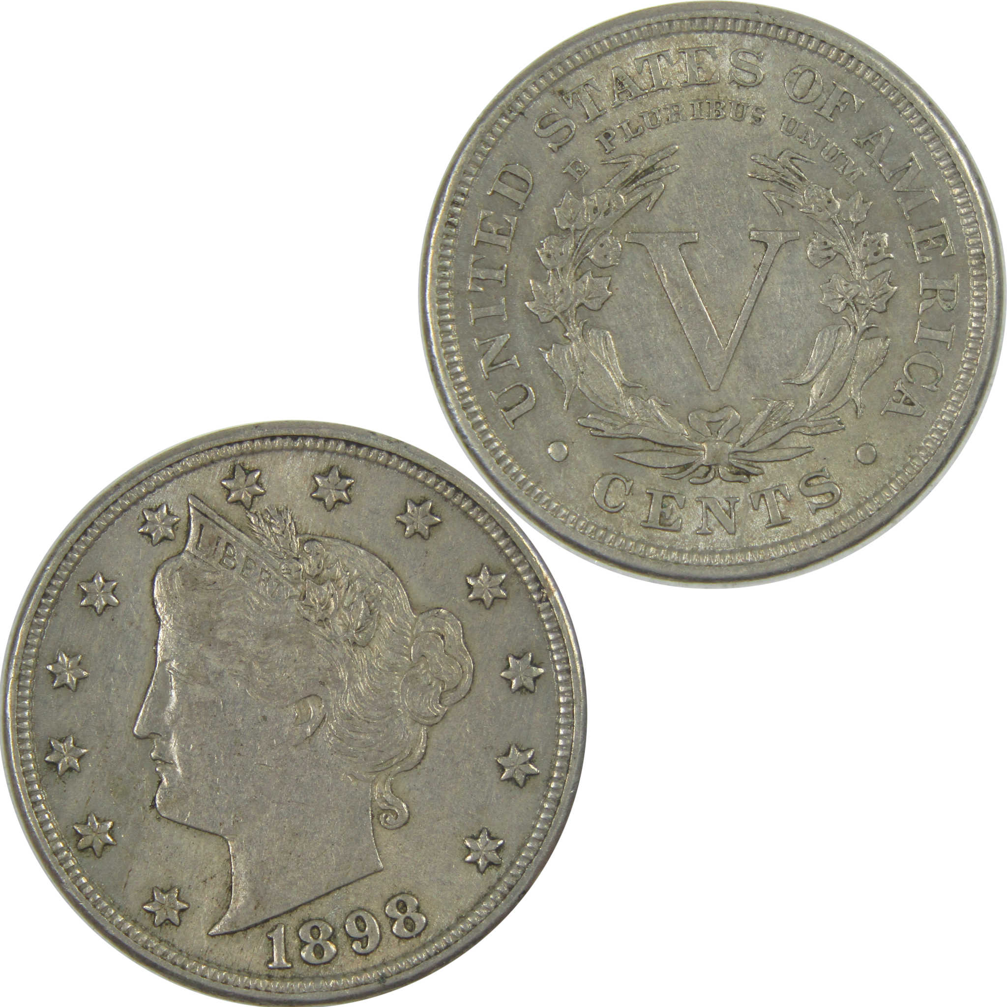 1898 Liberty Head V Nickel AU About Uncirculated 5c Coin SKU:I16554