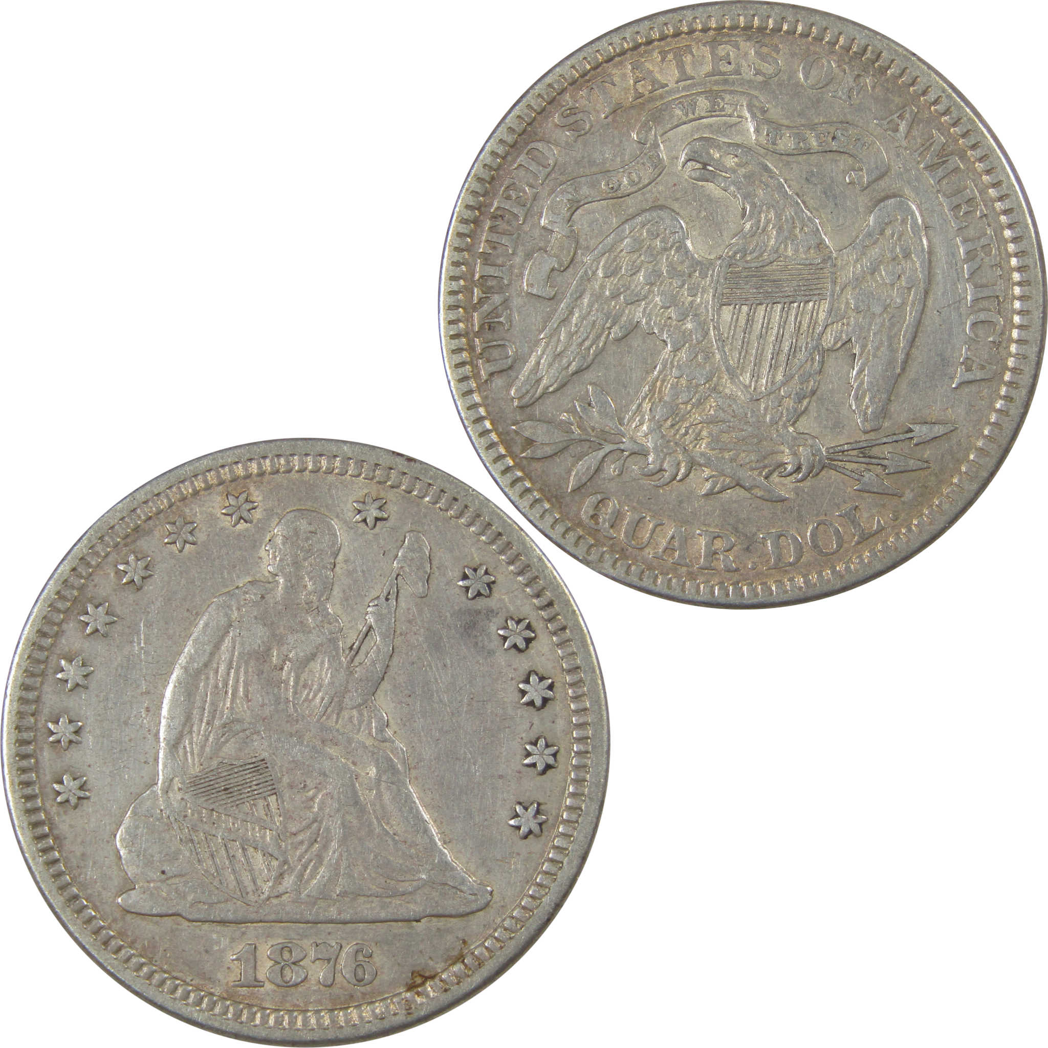 1876 Seated Liberty Quarter XF EF Extremely Fine Silver SKU:CP38