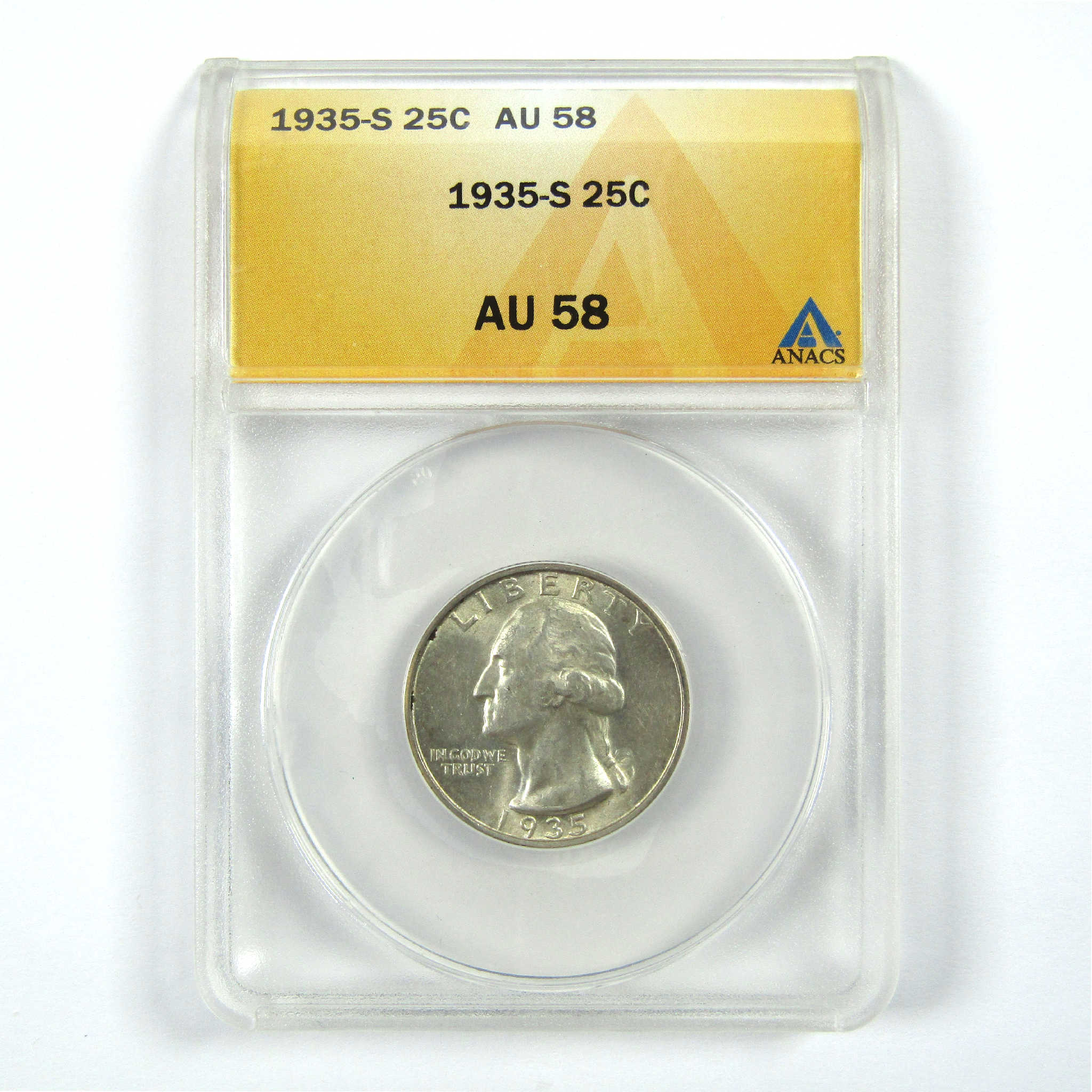 1935 S Washington Quarter AU 58 ANACS Silver 25c Coin SKU:I11900
