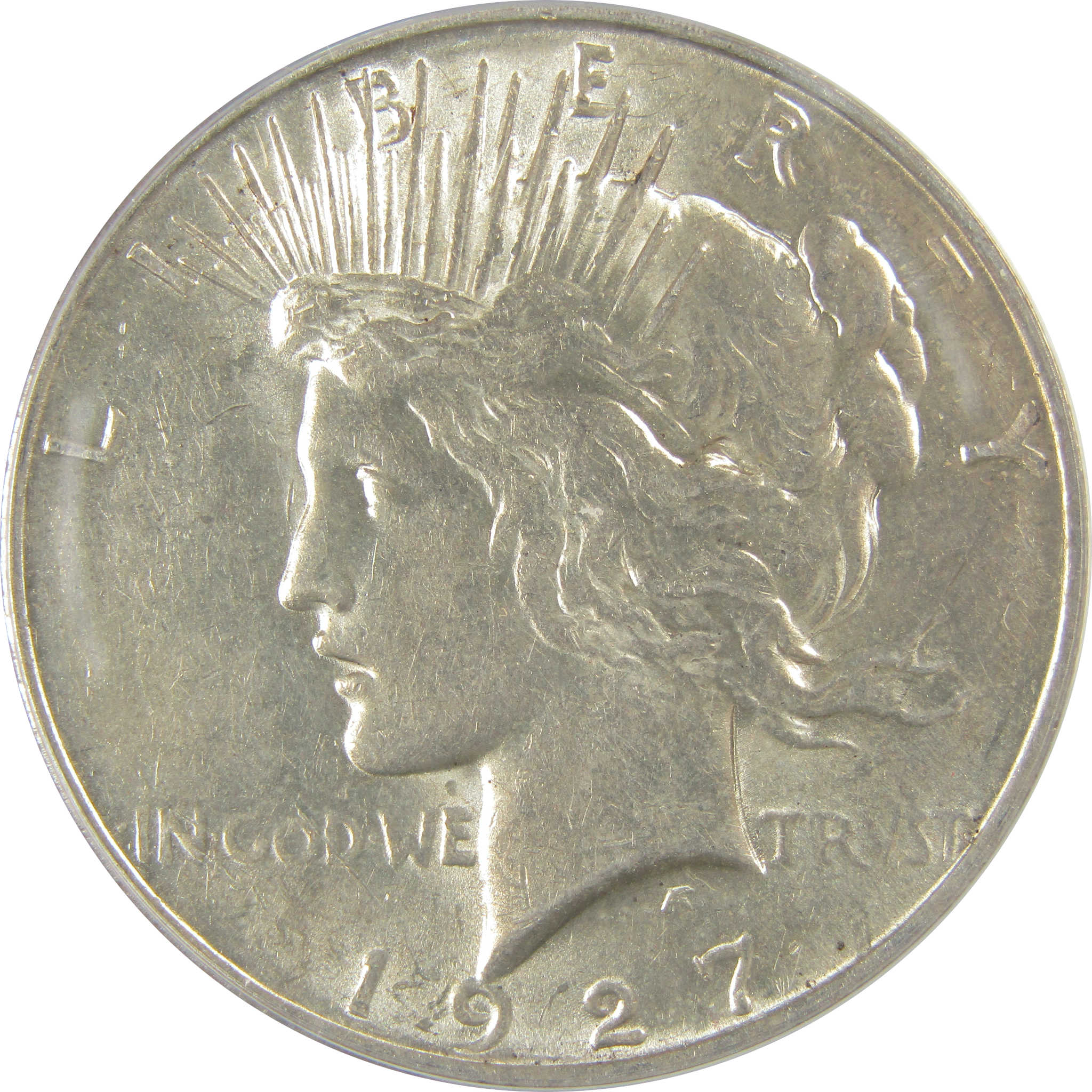 1927 D Peace Dollar AU 58 ANACS Silver $1 Coin SKU:I20433