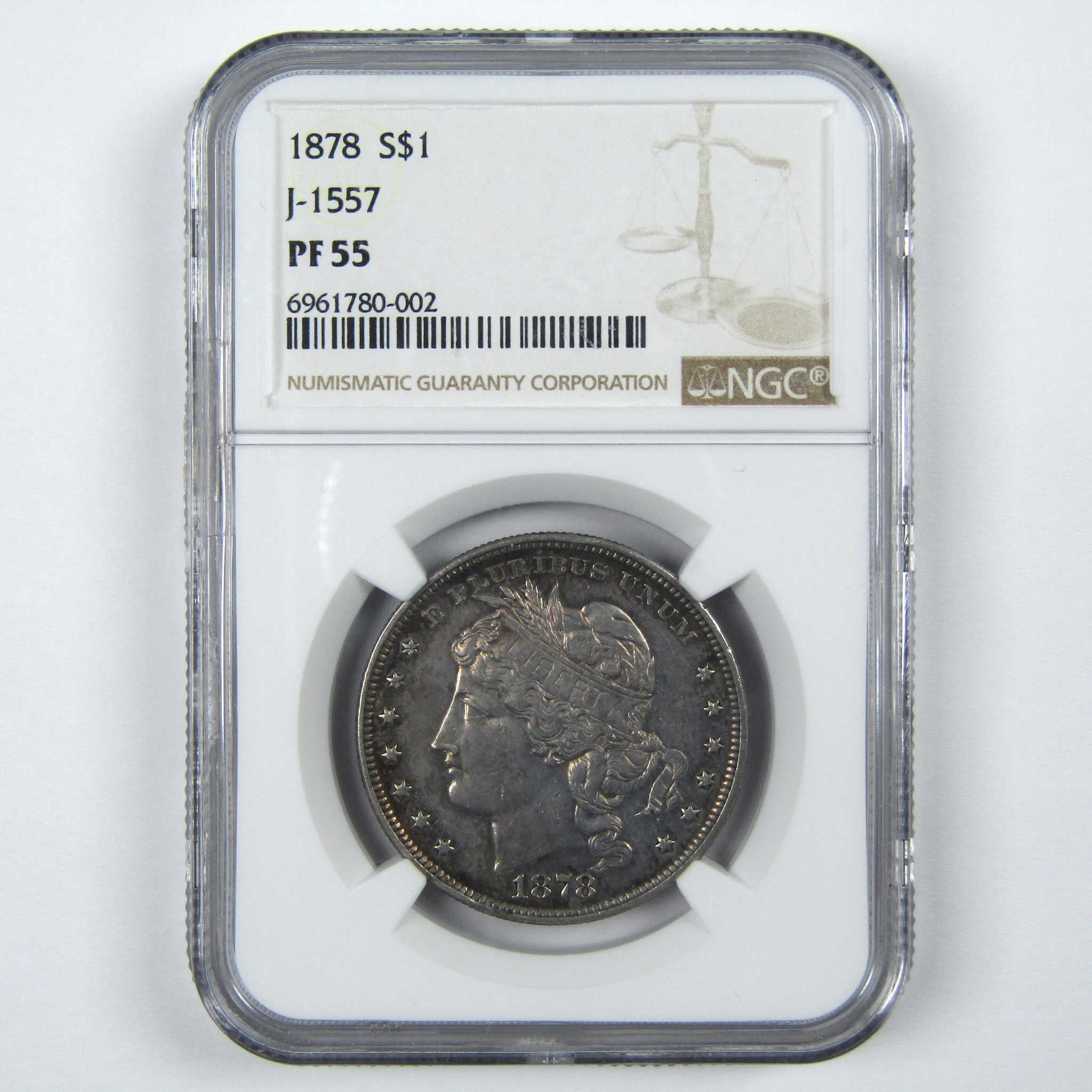 1878 Goloid Dollar PF 55 NGC 14.25 g Slv/Gd/Cp Alloy J-1557 SKU:I15067