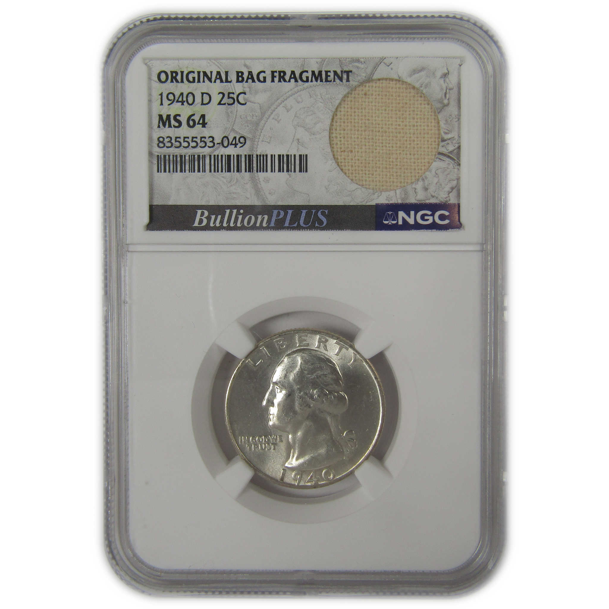 1940 D Washington Quarter MS 64 NGC Original Bag Fragment SKU:I22601