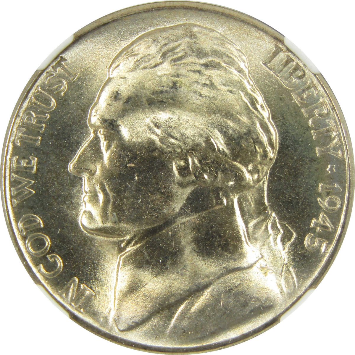1945 D Jefferson Wartime Silver Nickel MS 67 NGC 5c Coin SKU:I28705