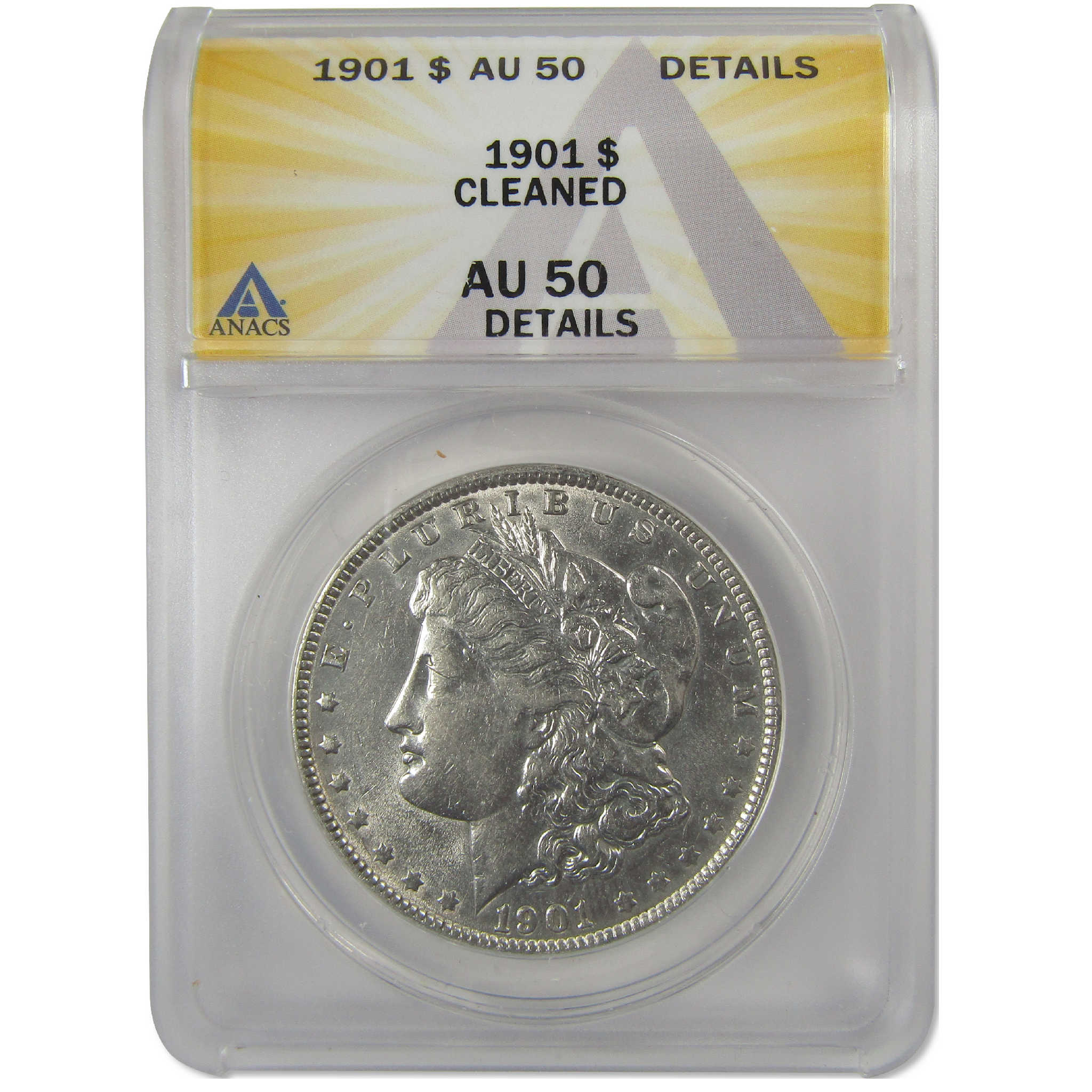 1901 Morgan Dollar AU 50 Details ANACS Silver $1 Coin SKU:I20402 - Morgan coin - Morgan silver dollar - Morgan silver dollar for sale - Profile Coins &amp; Collectibles