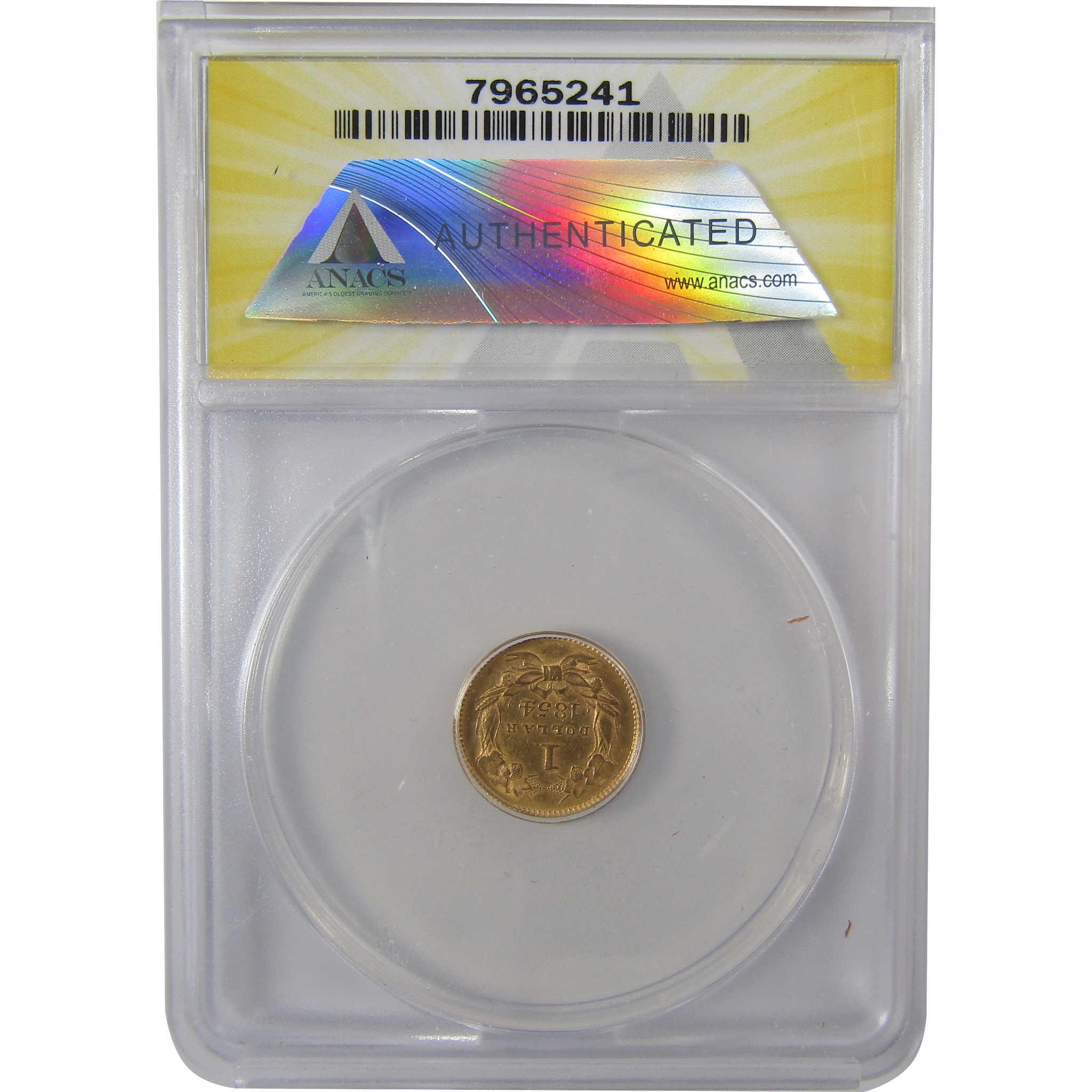 1854 Indian Princess Head Gold Dollar AU 53 Details ANACS SKU:I25469