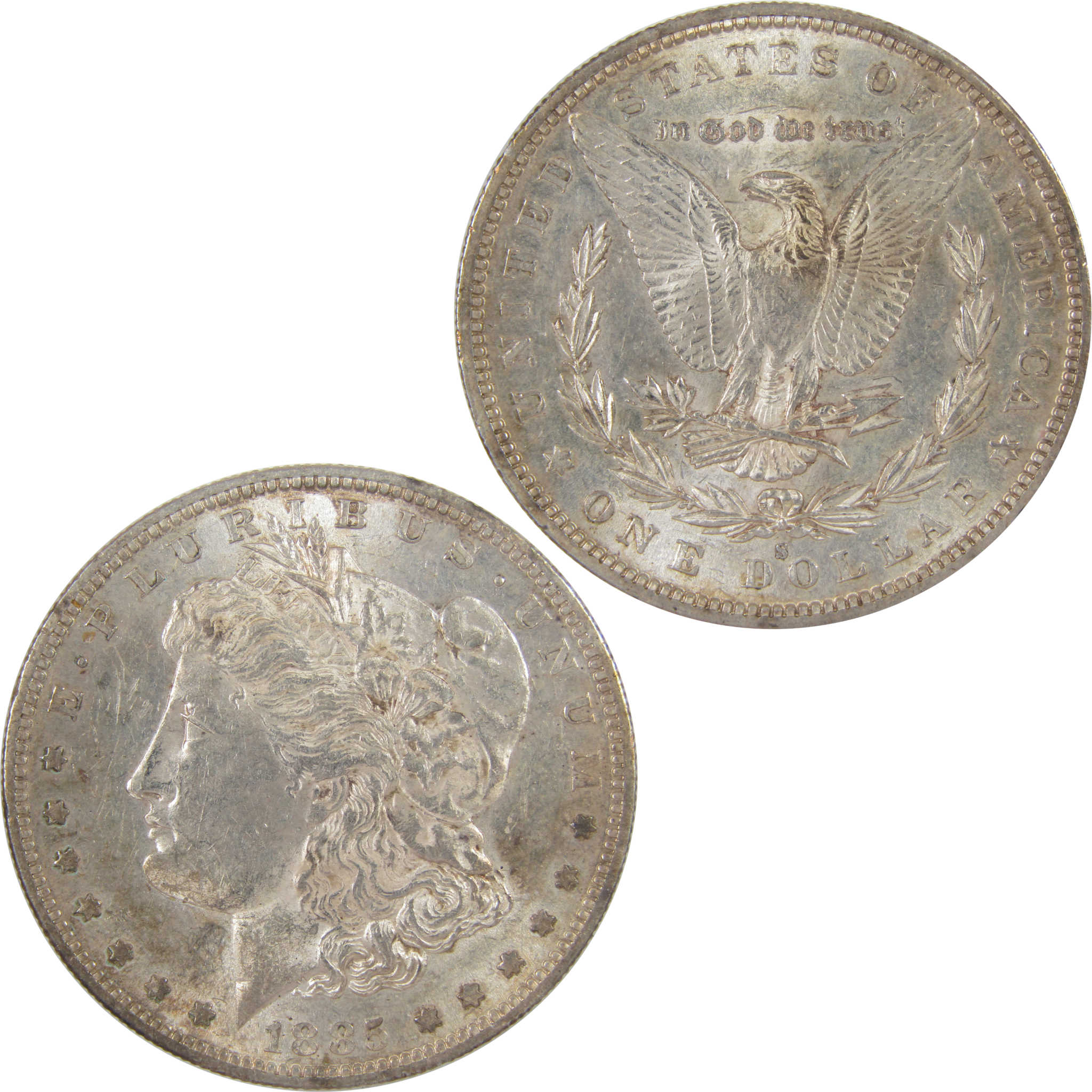 1885 S Morgan Dollar Borderline Uncirculated Silver $1 Coin SKU:I18748 - Morgan coin - Morgan silver dollar - Morgan silver dollar for sale - Profile Coins &amp; Collectibles