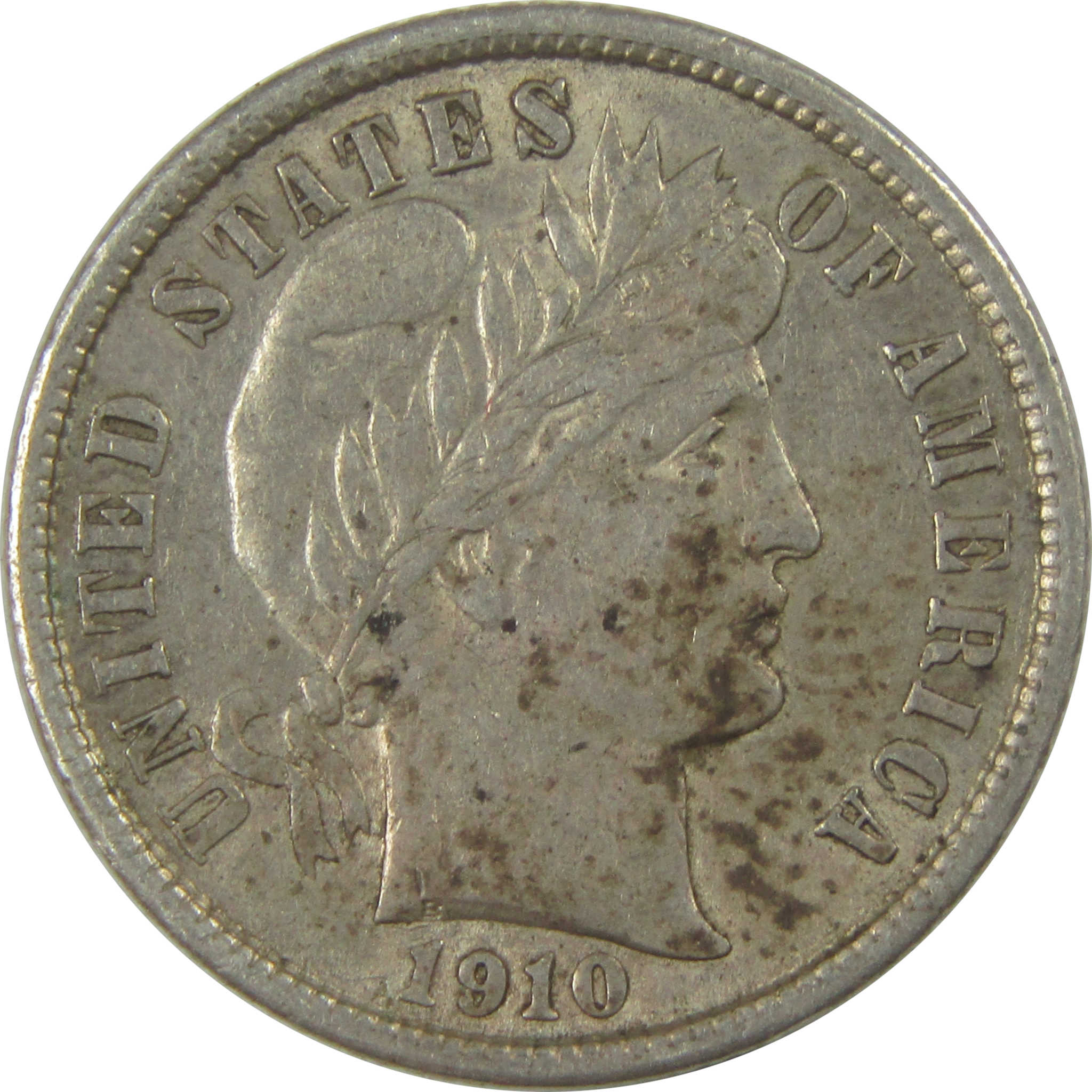 1910 Barber Dime XF EF Extremely Fine Details Silver Toned SKU:I20663