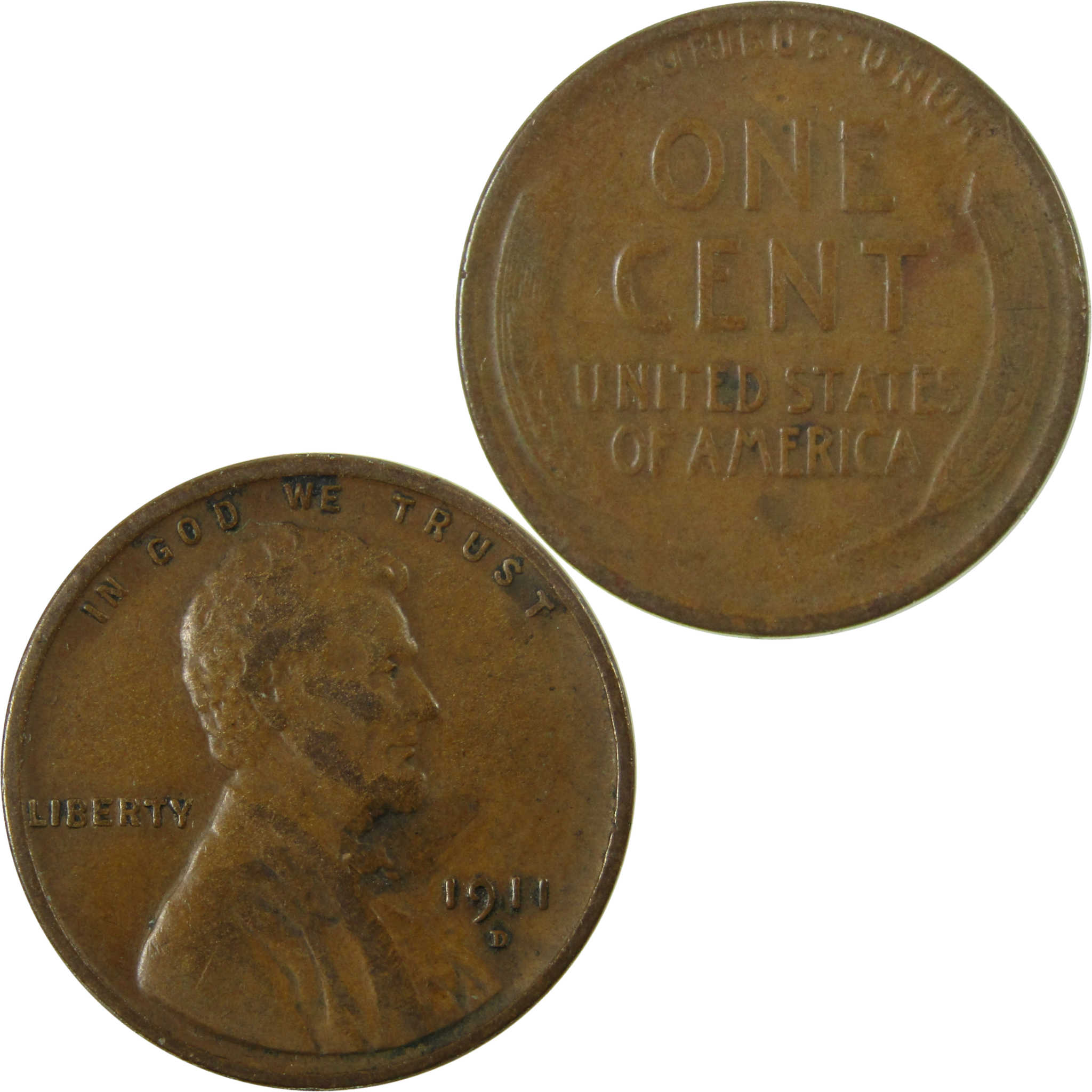 1911 D Lincoln Wheat Cent F Fine Penny 1c Coin Collectible SKU:I28117