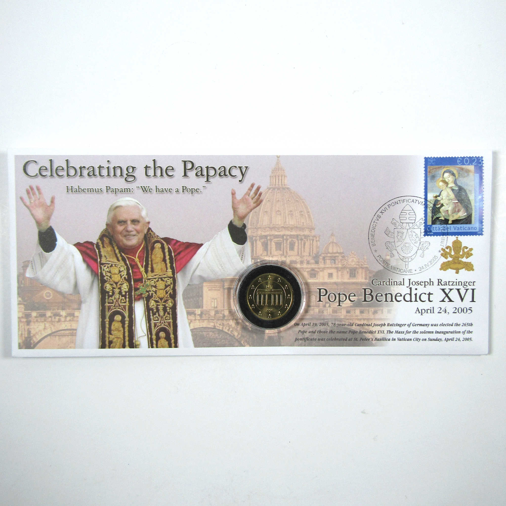 2004 Pope Joseph Ratzinger Coin and Stamp Set SKU:CPC6955