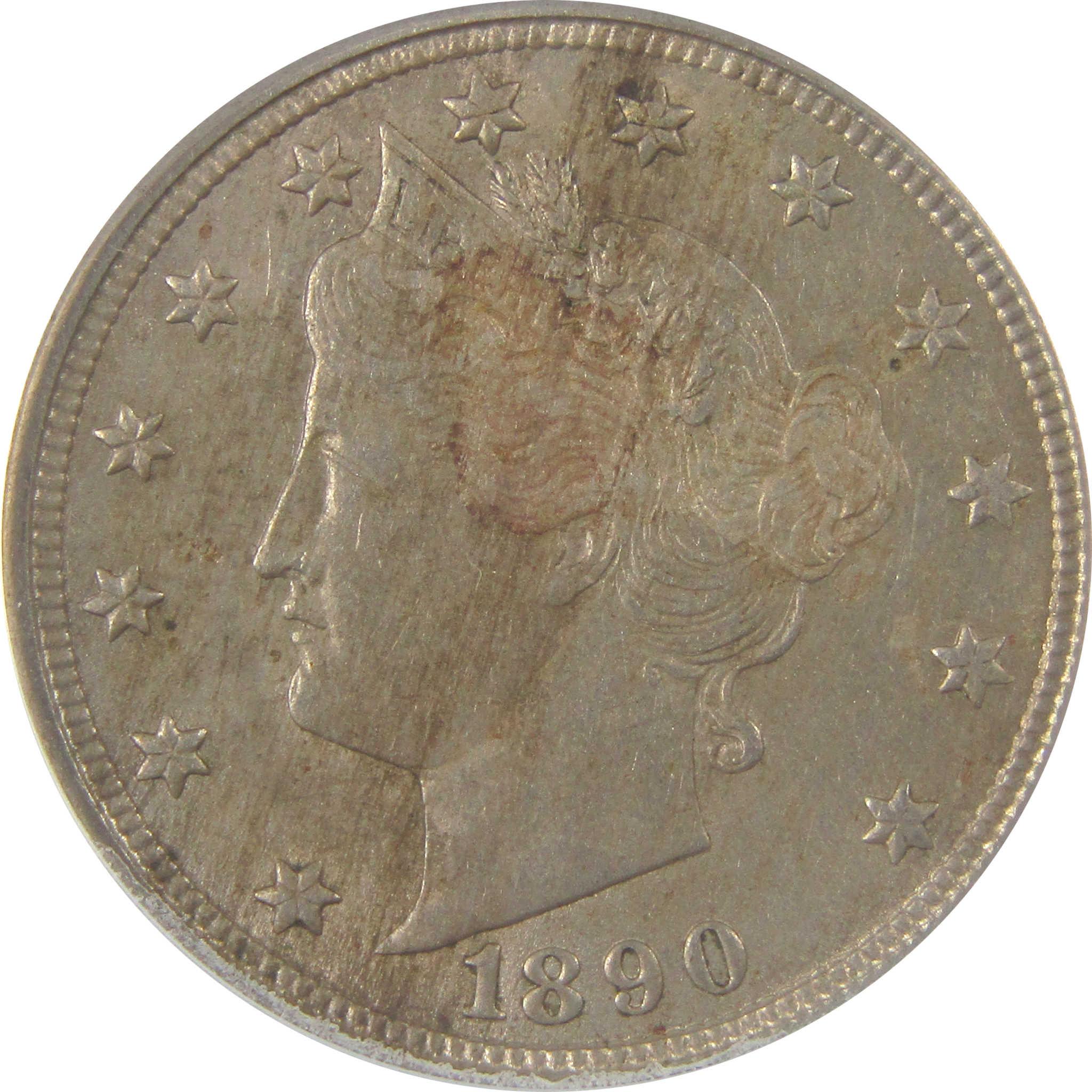 1890 Liberty Head V Nickel AU 55 ANACS 5c Coin Collectible SKU:I23390