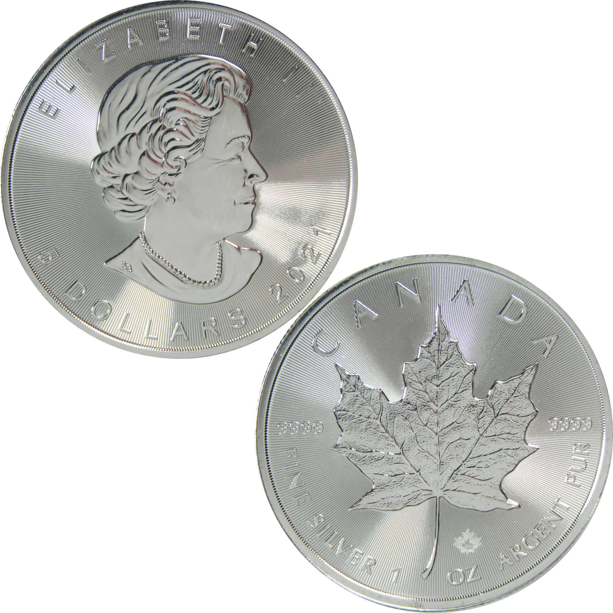 2021 Canadian Maple Leaf Uncirculated 1 oz .9999 Silver Bullion $5