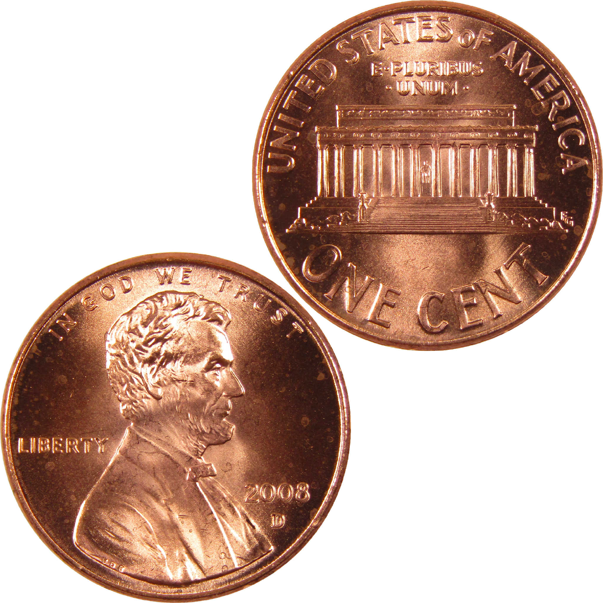 2008 D Lincoln Memorial Cent BU Uncirculated Penny 1c Coin