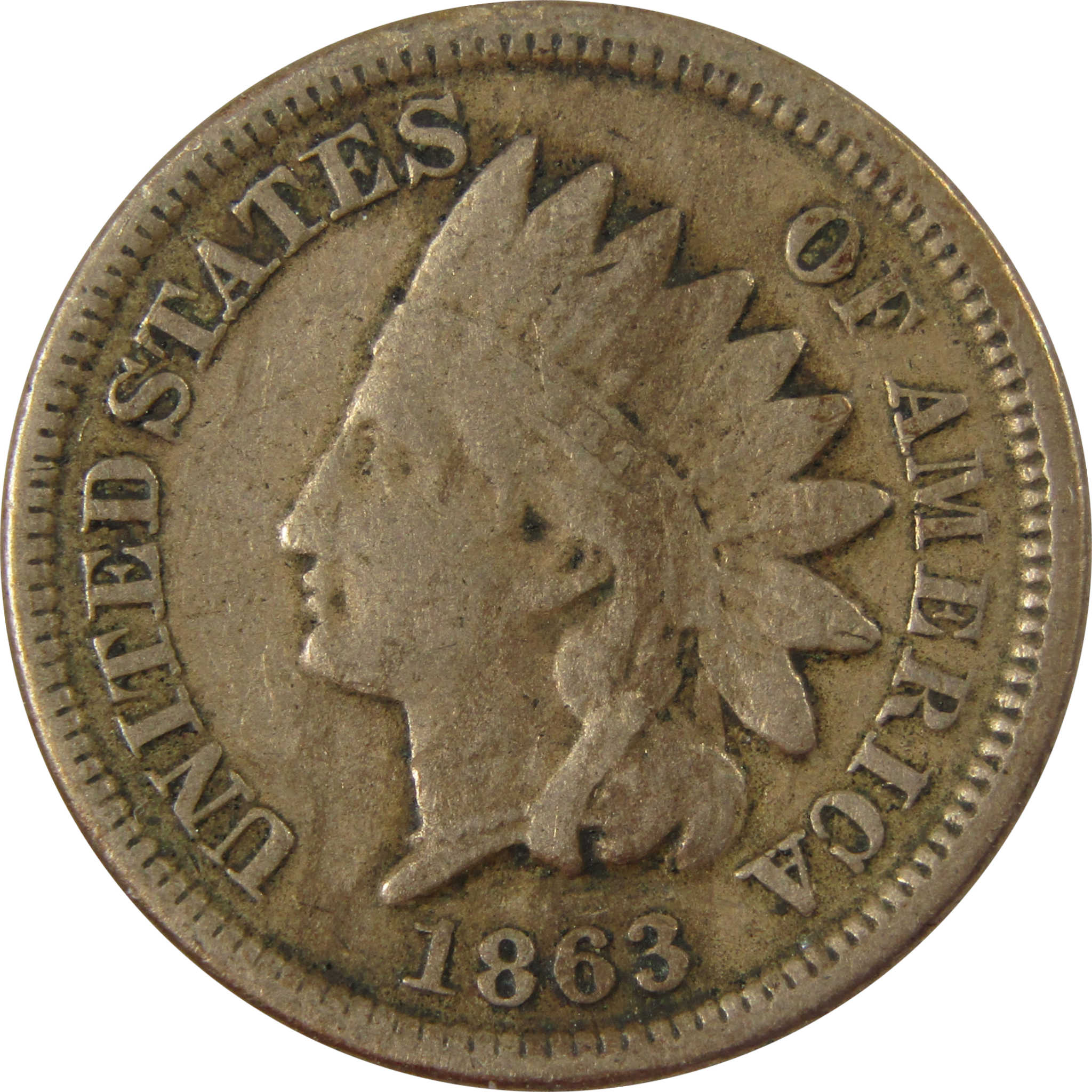 1863 Indian Head Cent VG Very Good Details Penny 1c Coin SKU:CP1239