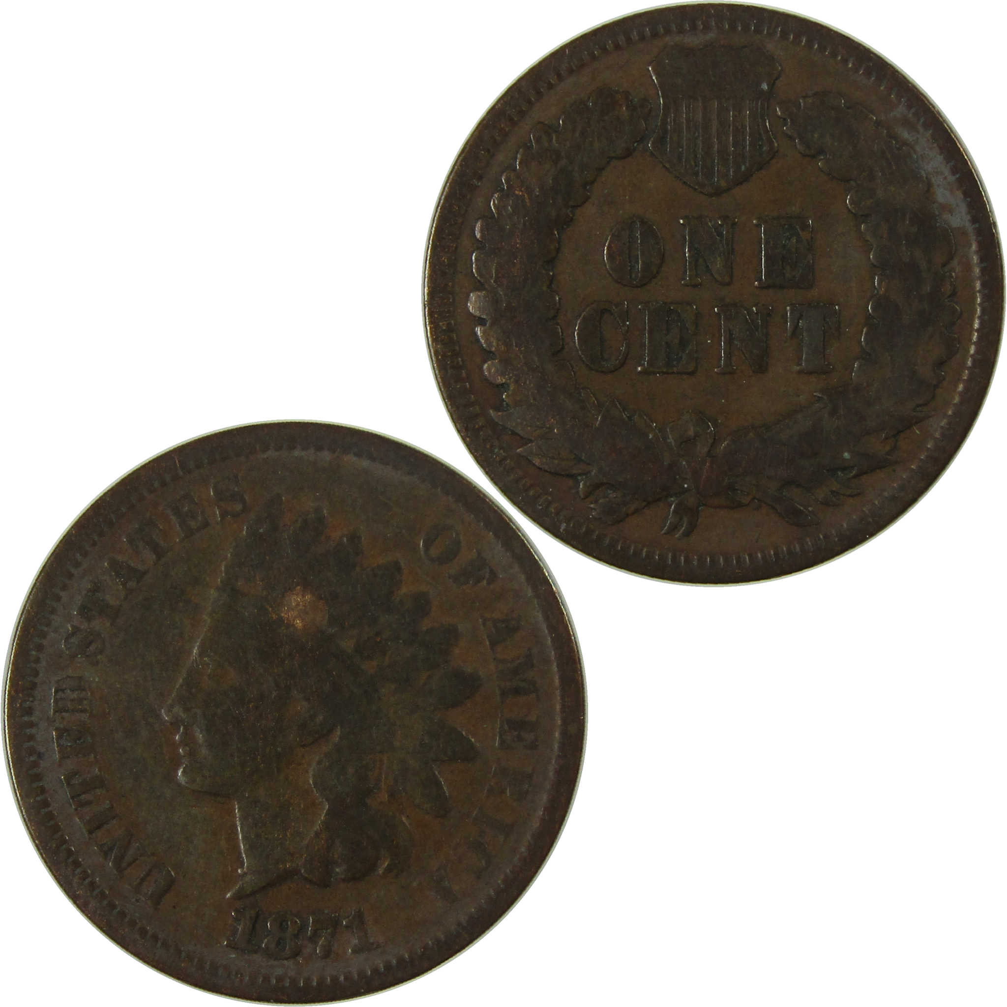 1871 Indian Head Cent AG About Good Penny 1c Coin SKU:I27820