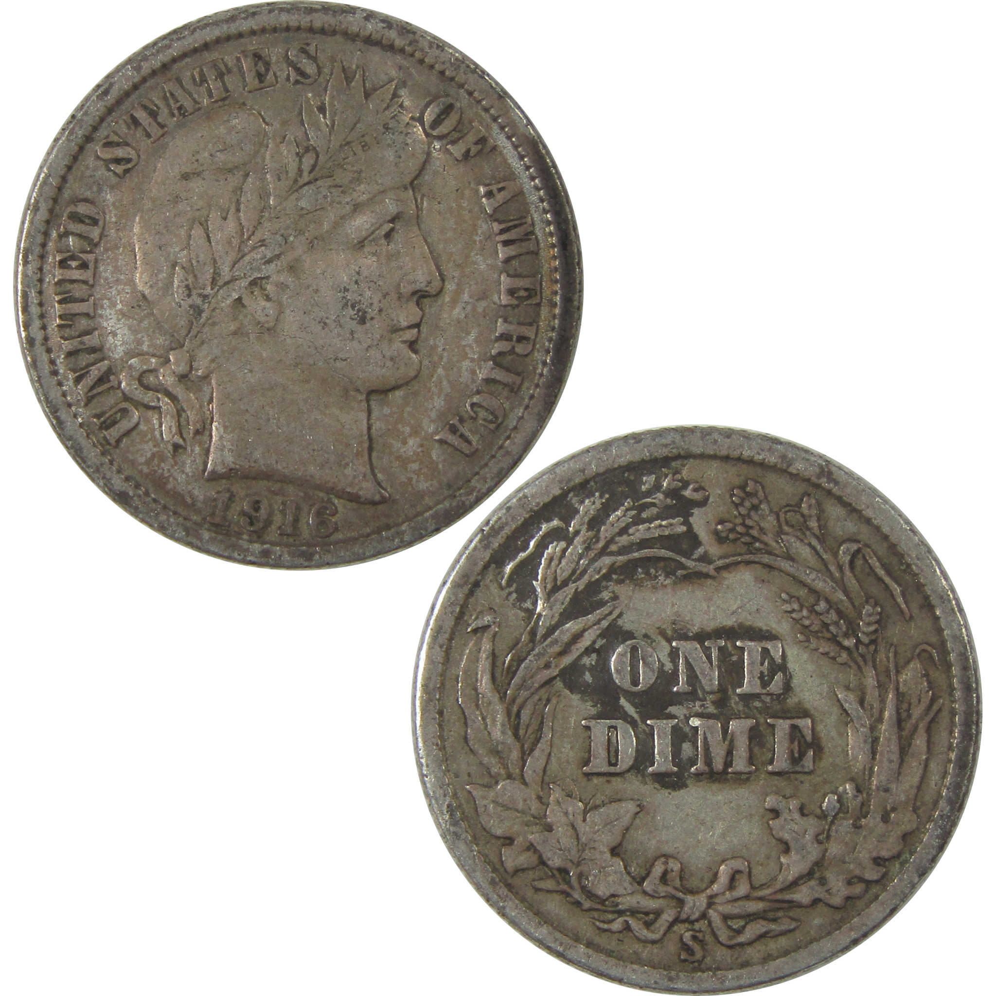 1916 S Barber Dime XF EF Extremely Fine Silver 10c Coin SKU:I21115