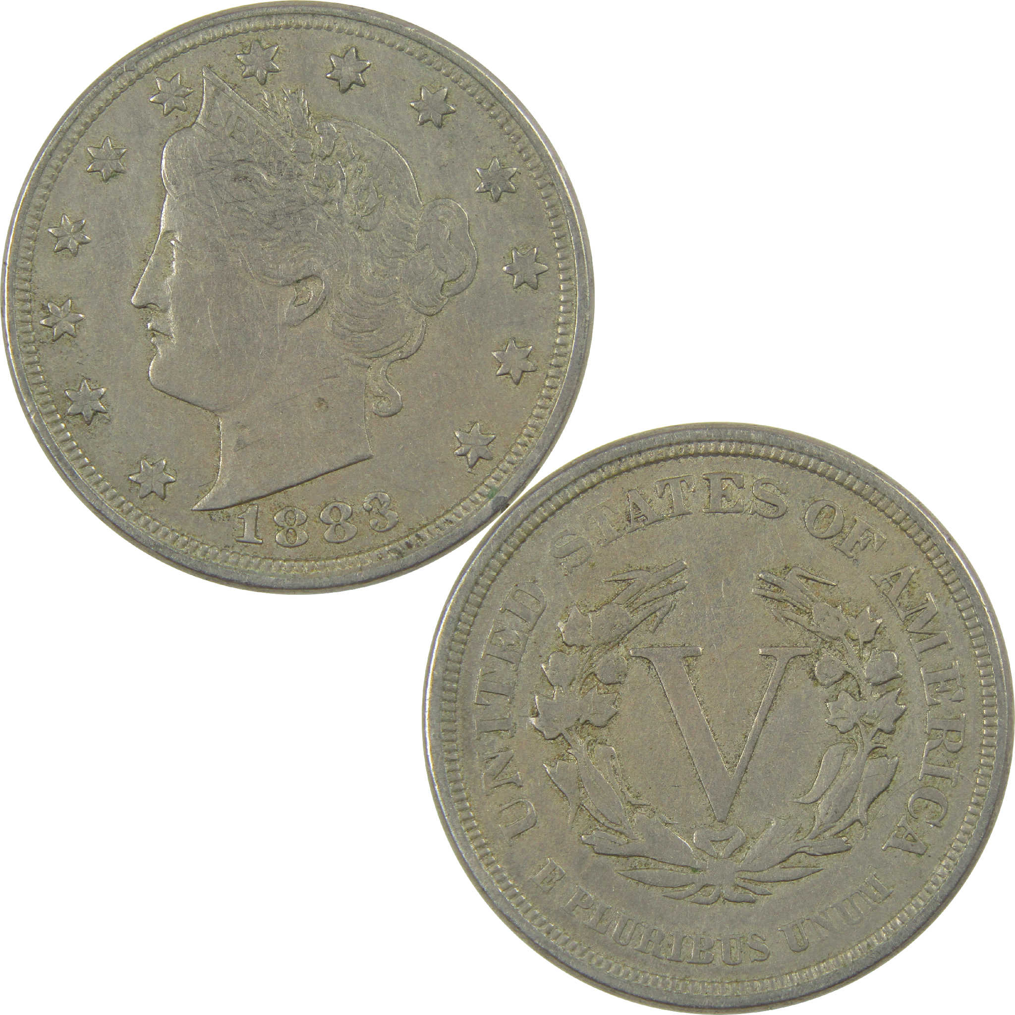 1883 No Cents Liberty Head V Nickel Circulated 5c Coin Collectible