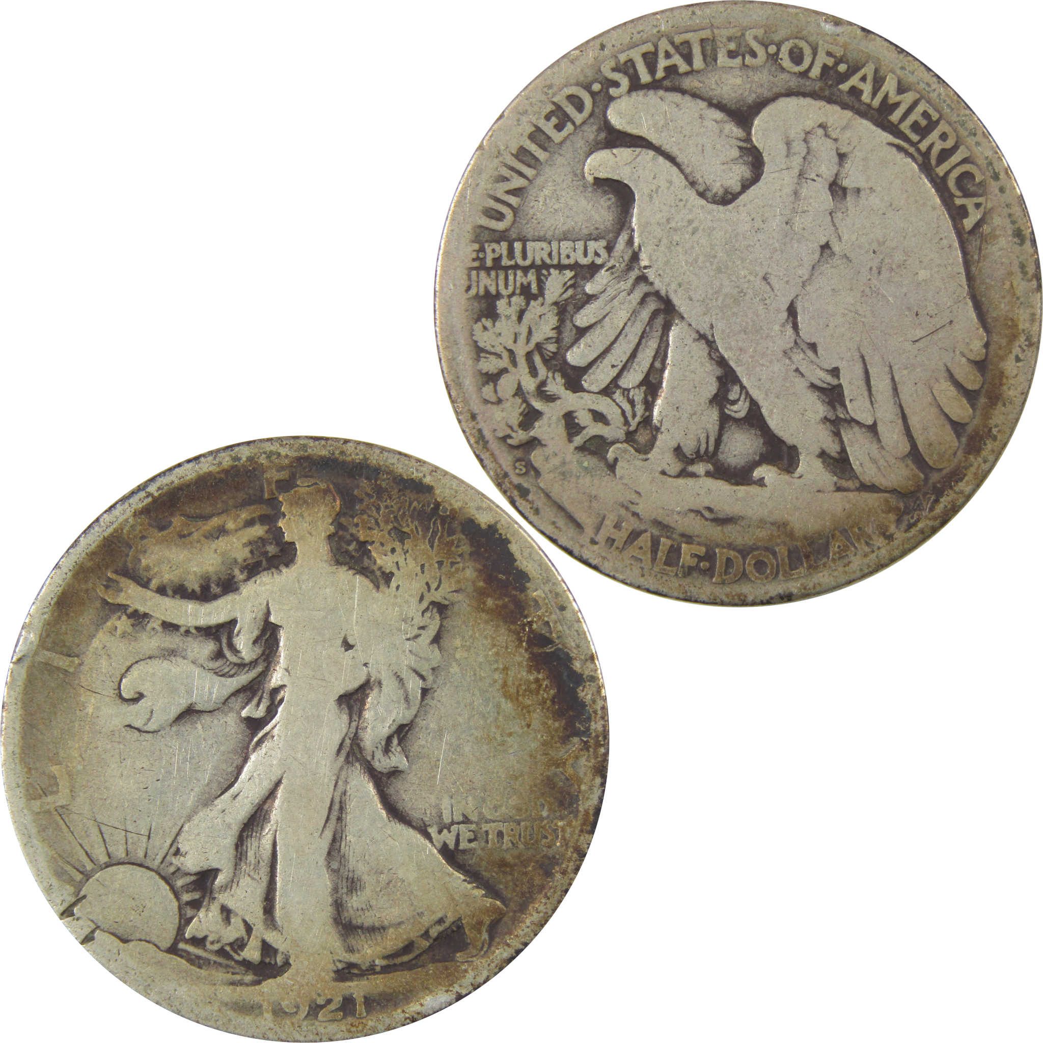 1921 S Liberty Walking Silver Half Dollar AG About Good SKU:I24110