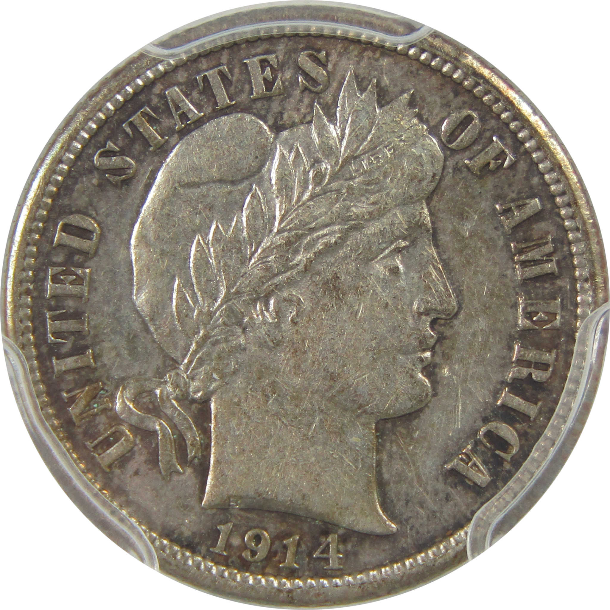 1914 Barber Dime AU 53 PCGS Silver 10c Coin SKU:I21523