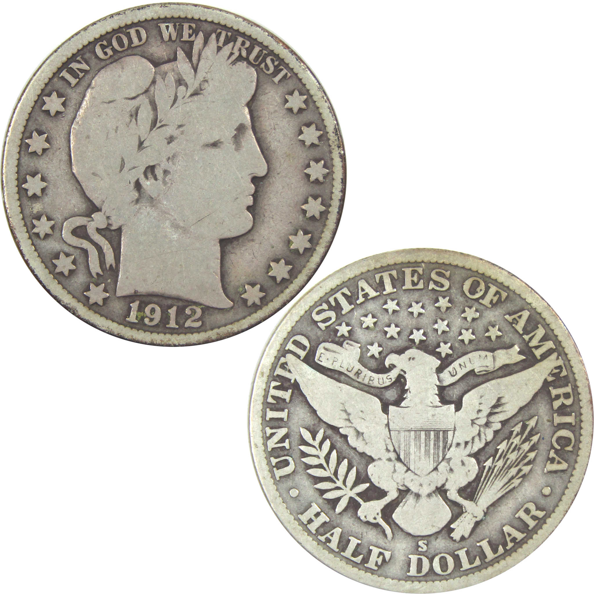 1912 S Barber Half Dollar VG Very Good Silver 50c Coin SKU:I15566