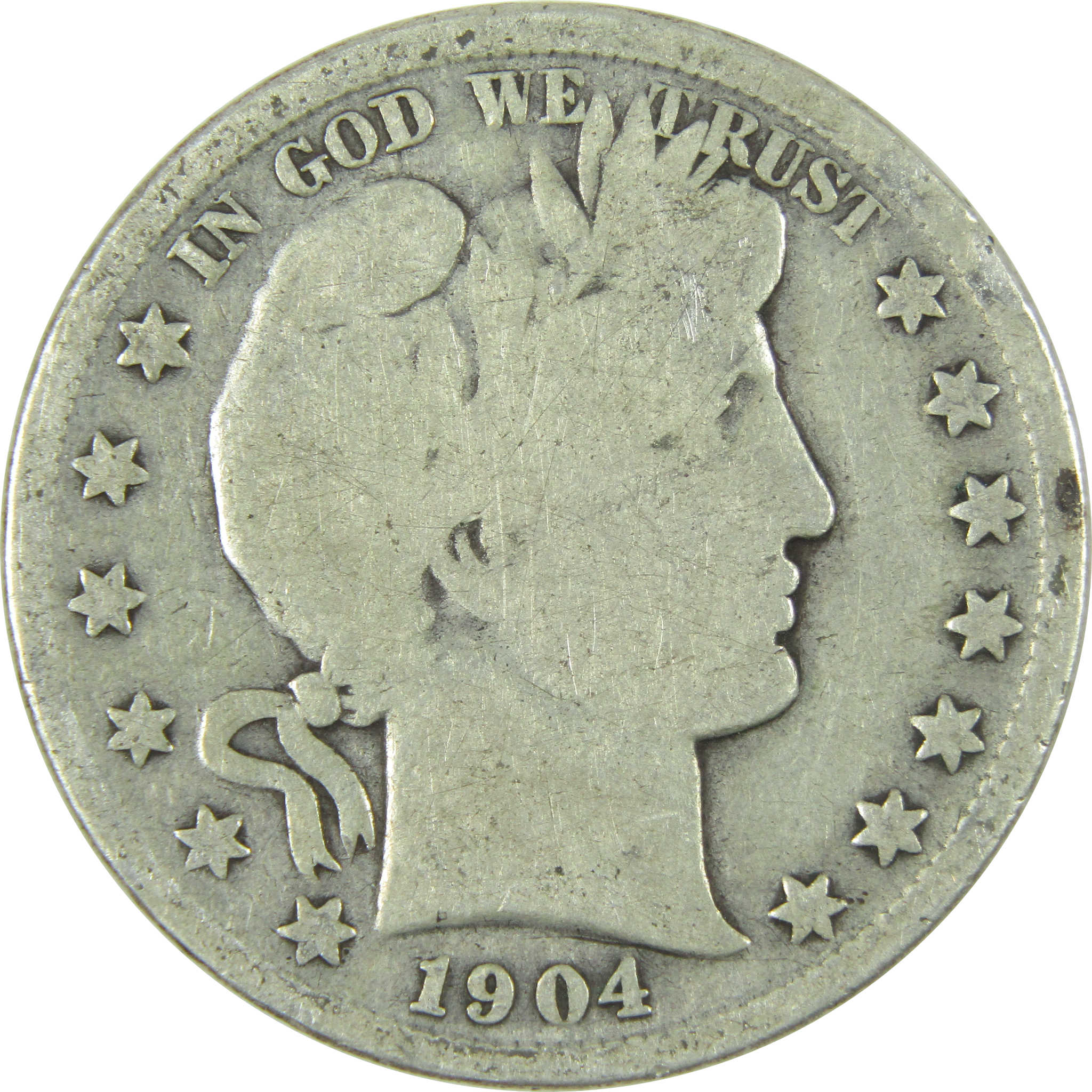 1904 Barber Half Dollar AG About Good Silver 50c Coin