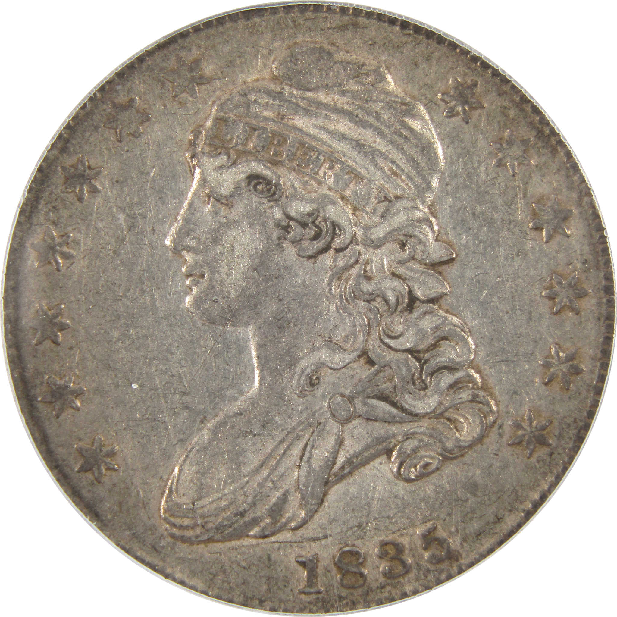 1835 Capped Bust Half Dollar AU 50 ICG 89.24% Silver 50c SKU:I9133