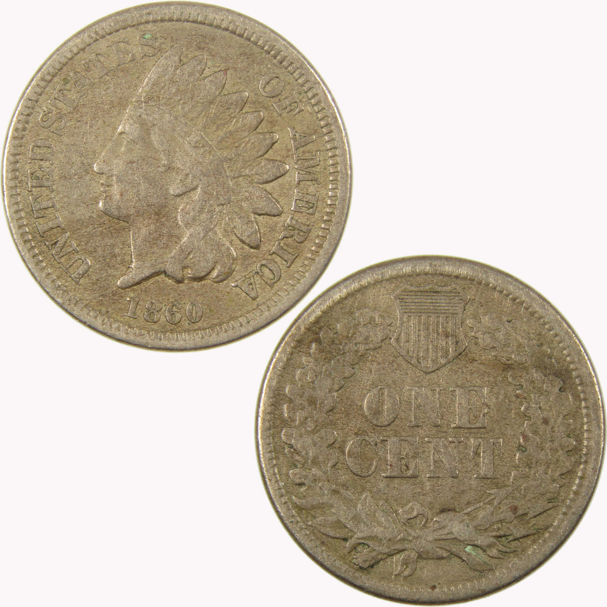 1860 Indian Head Cent F Fine Details Penny 1c Coin SKU:CP1068