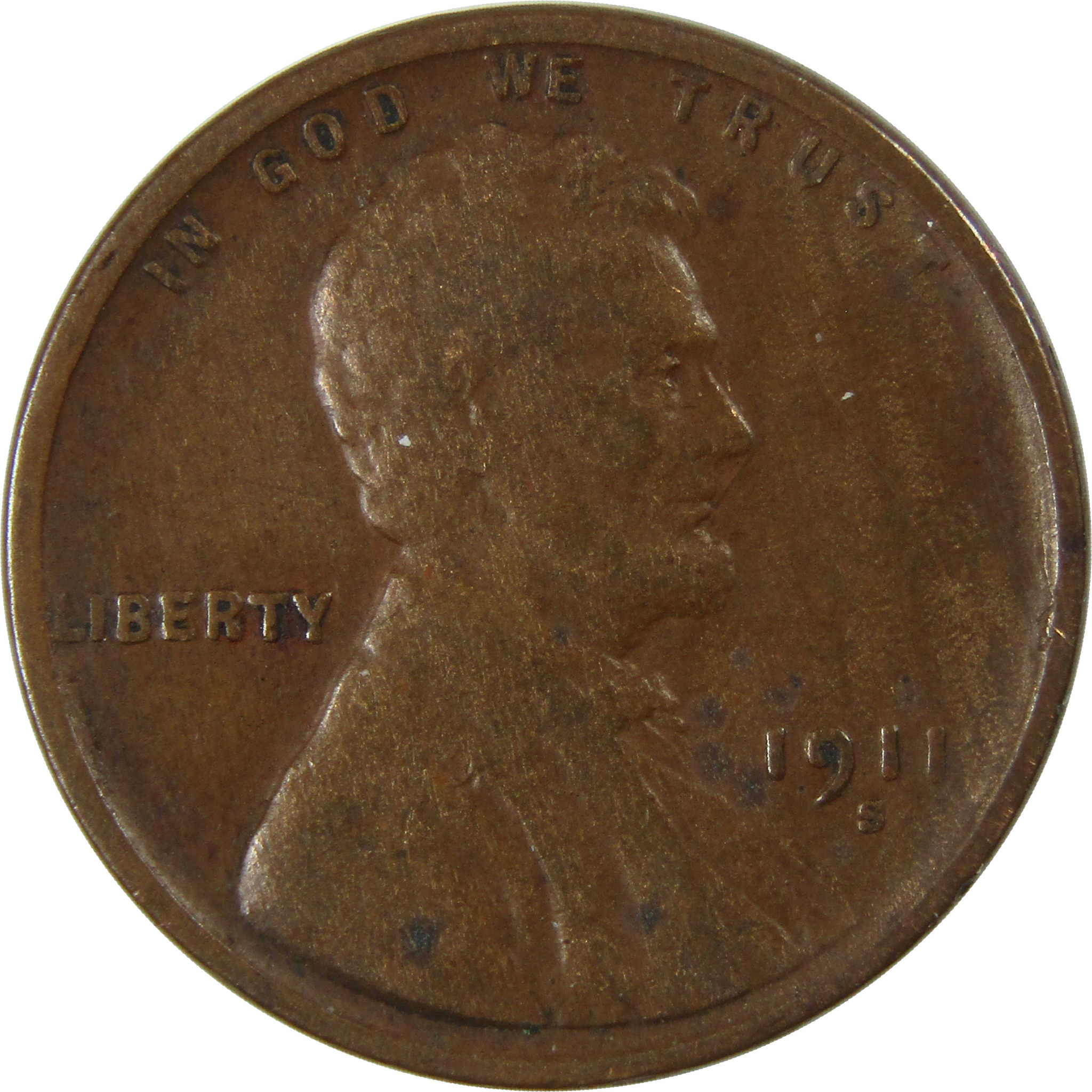 1911 S Lincoln Wheat Cent F Fine Penny 1c Coin Collectible SKU:I23479