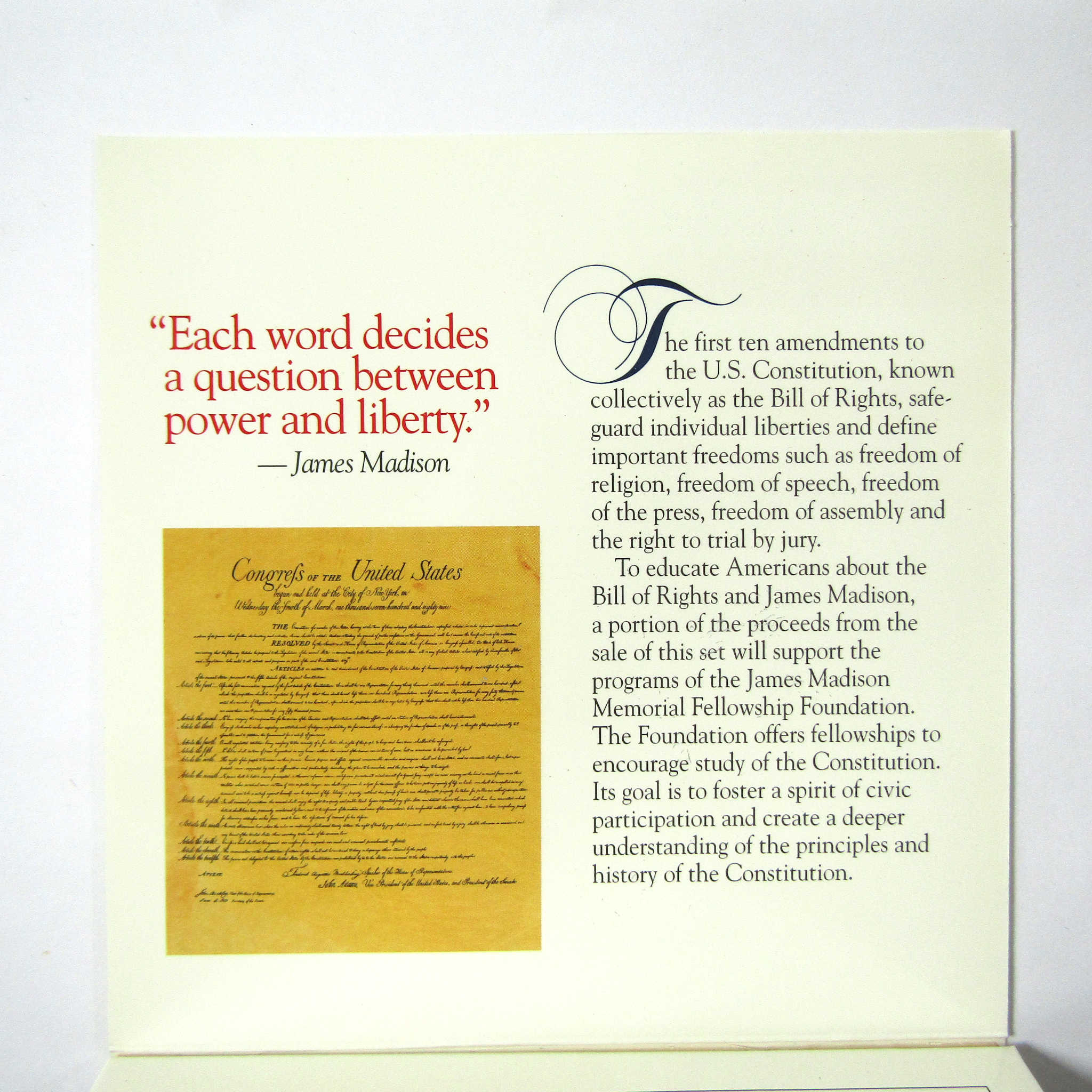 Bill of Rights Commemorative Coin and Stamp Set OGP COA SKU:CPC4837